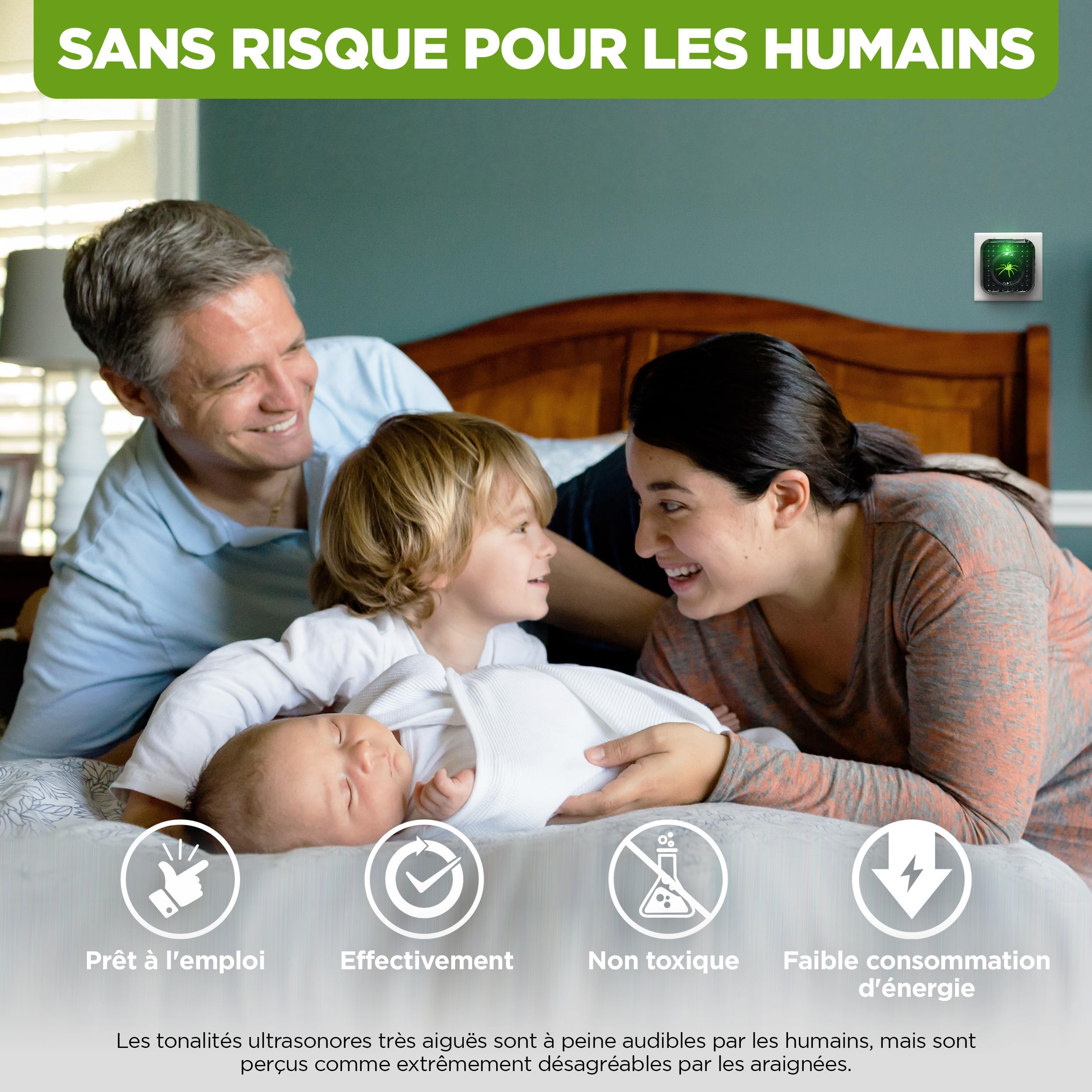 ISOTRONIC® Prise Anti Araignée Répulsif à Ultrasons contre les Araignées appareil électrique sans produits chimiques contre les insectes pour usage intérieur pour Chambre Salon Cuisine, Lot de 5