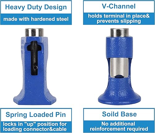 Miniatura 4 de CNSPEED Herramienta engarzadora de martillo, crimpadora de martillo sólido para batería y cables de soldadura, calibre de cable de 16 AWG a 40 (azul)
