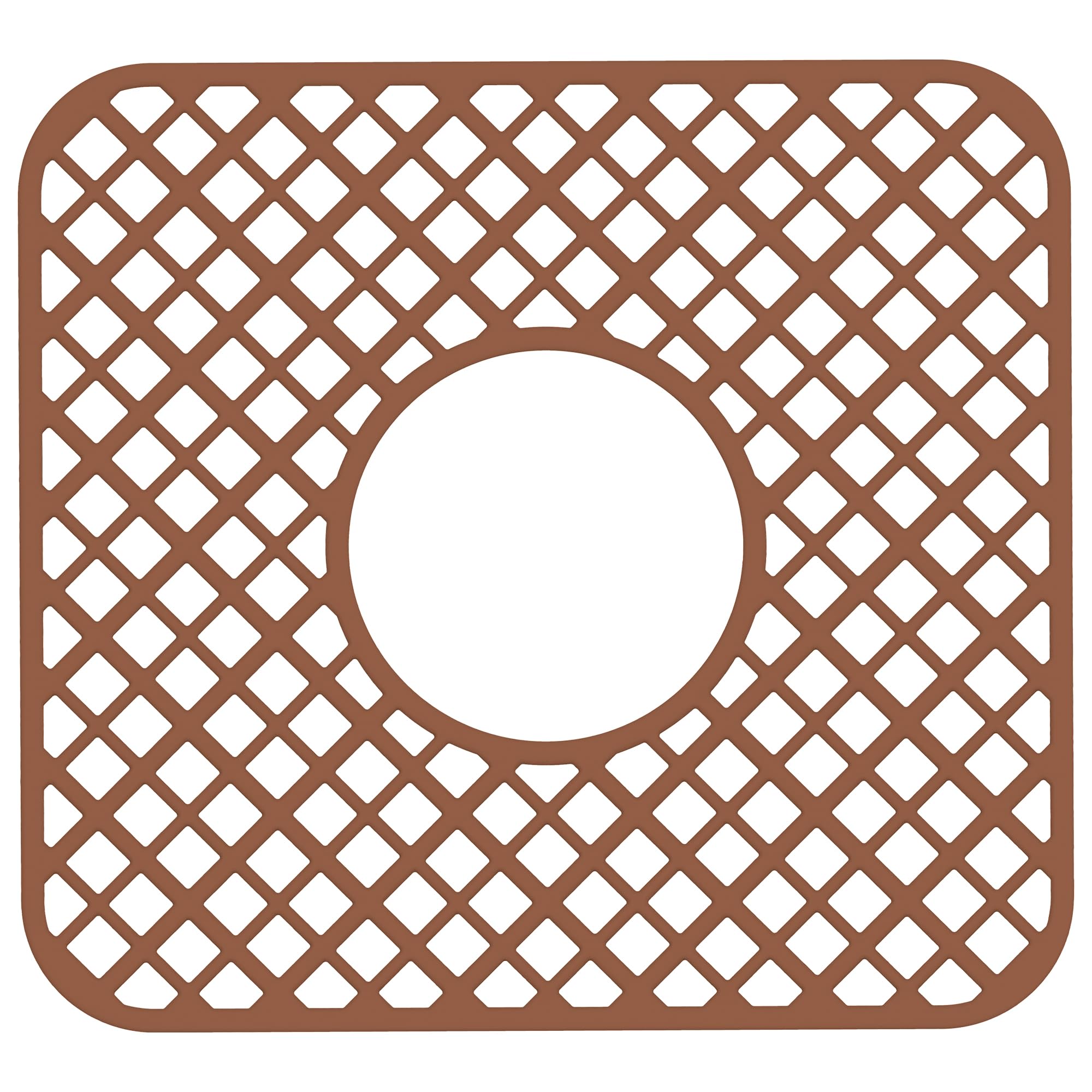 BEHOK 2 Pack Silicone Sink Protector for Kitchen Sink, Lozenge Pattern 12 x 11 inches Sink Grid Mat Silicone Dish Rack, Center Drain, Coffee