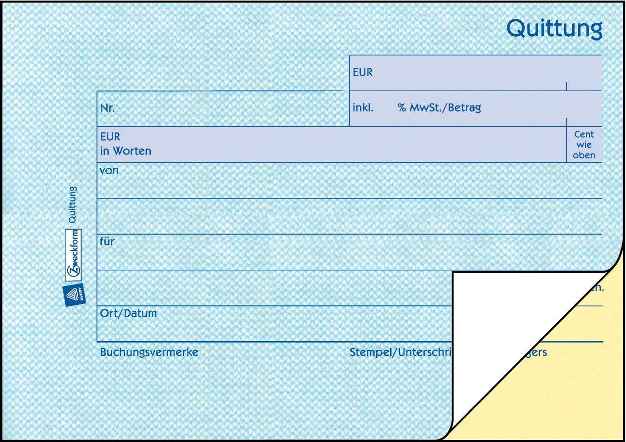 AVERY Zweckform 1736-5 Quittung (A6 quer, inkl. MwSt, 2x40 Blatt) (10er Pack)