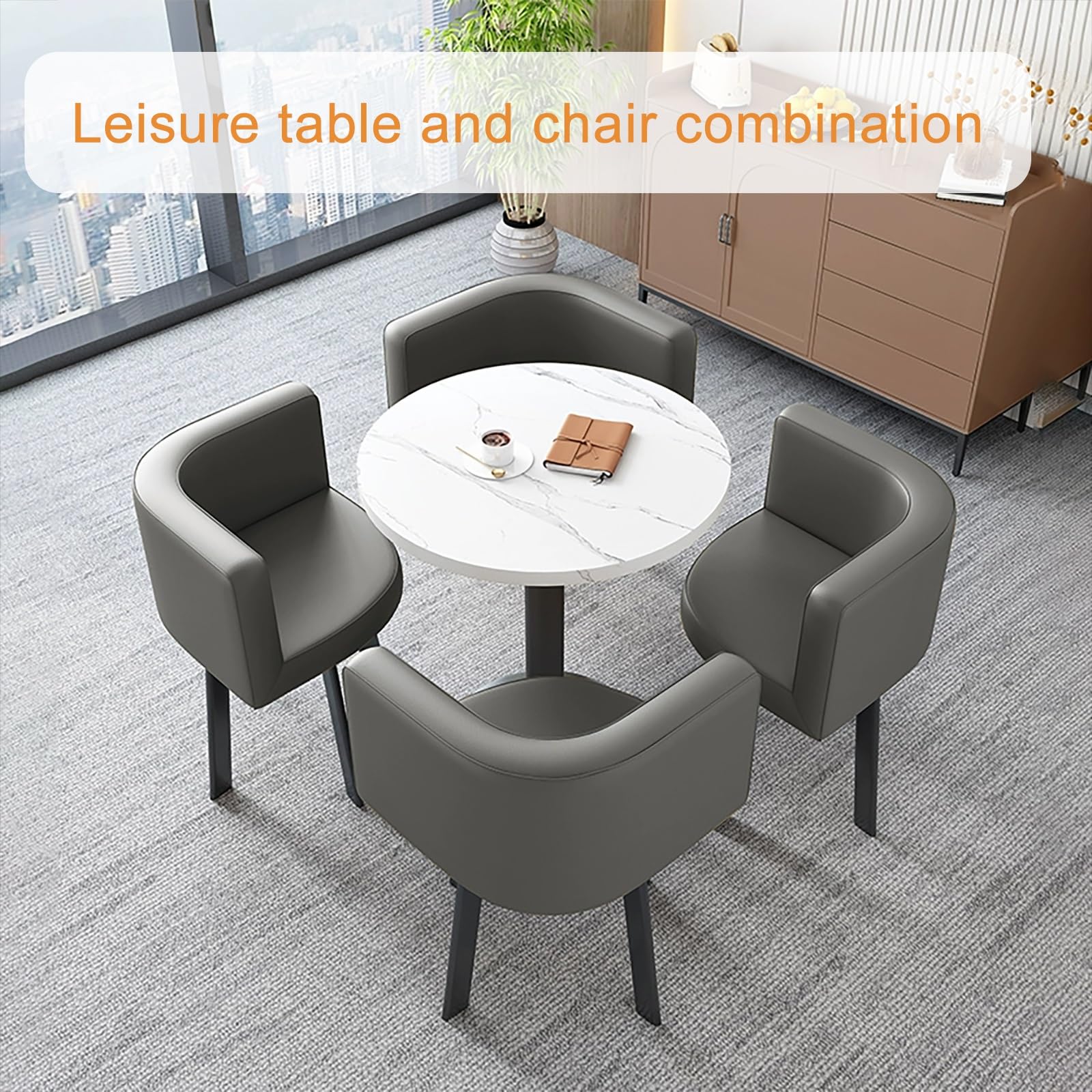 Tisch- Und Stuhl Kombination, Besprechungstisch Büro-Empfangsraum Runder Esstisch Mit 4 Stühlen Set, Esstisch-Set für Esszimmer, Café Und Kleine Räume(Yellow b)