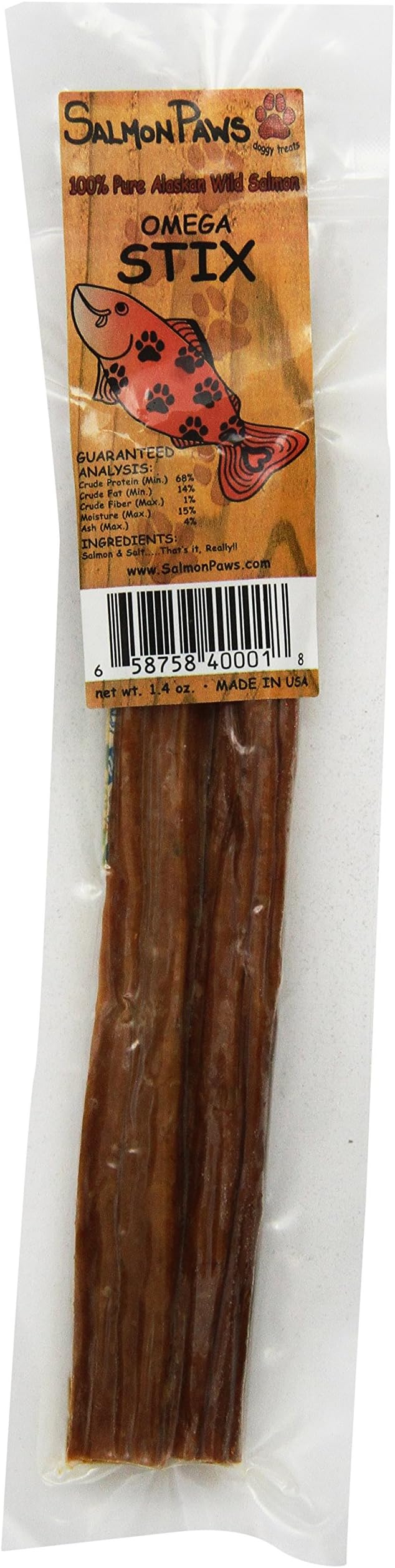 Salmon Paws 100% Pure Alaskan Wild Salmon Omega Stix, 1.4Oz