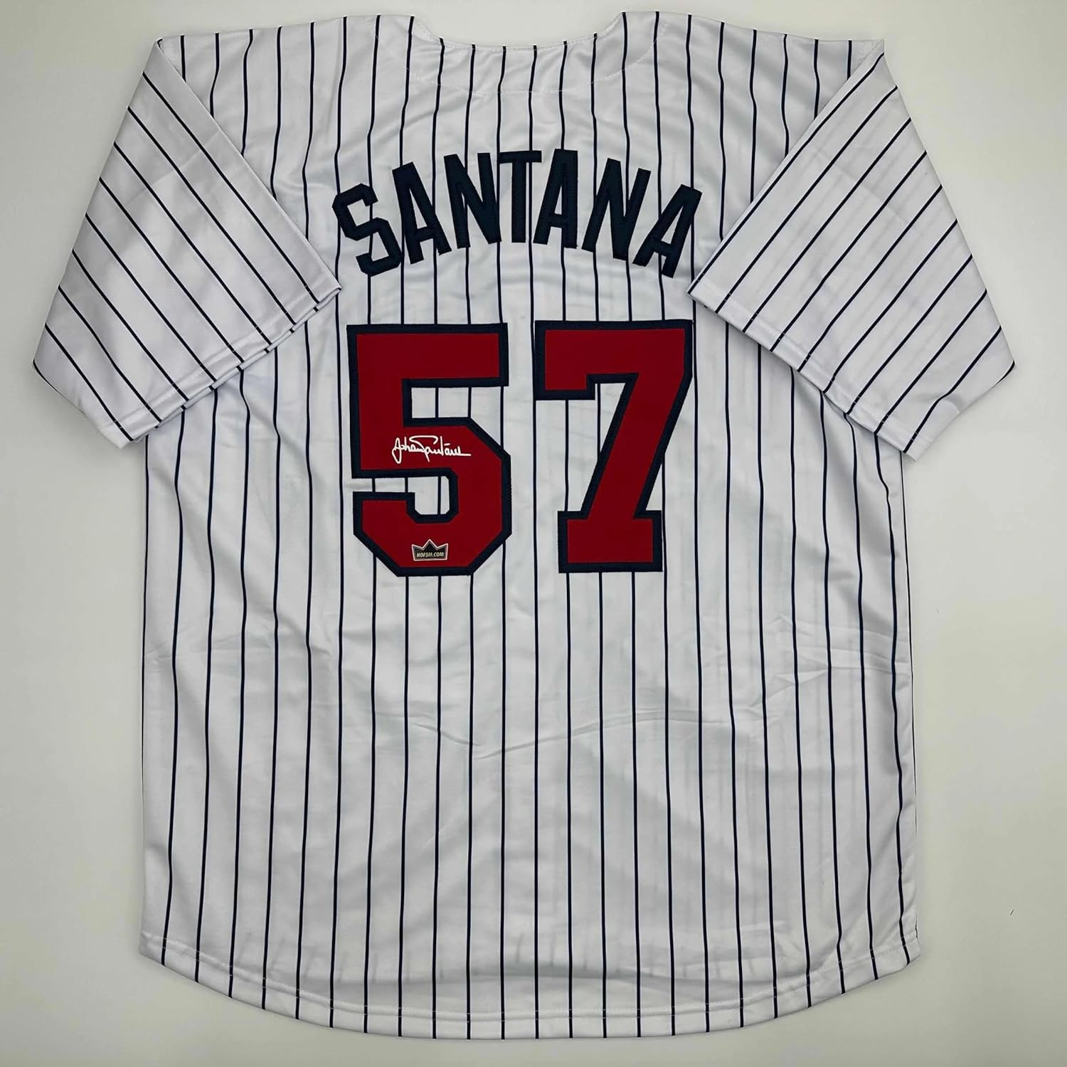 Facsimile Autographed Johan Santana Minnesota Pinstripe Reprint Laser Auto Baseball Jersey Size Men's XL