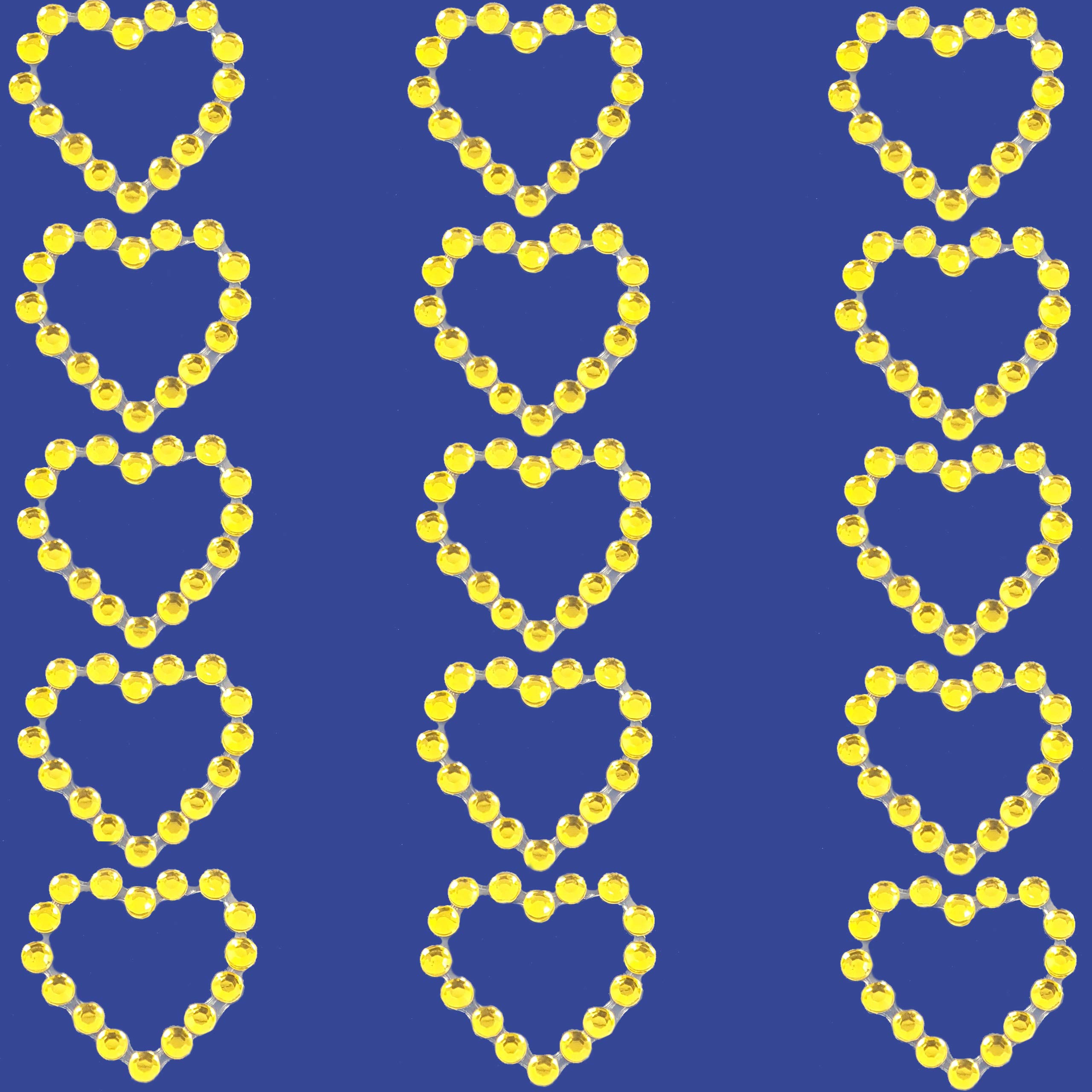 Pebble Eleven Gold Heart Stickers – Self Adhesive Craft Sticker Hearts (15, 18Mm Diamante)