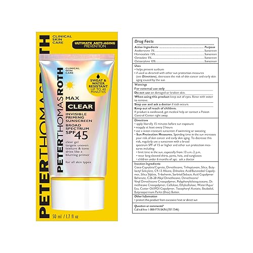 Miniatura 2 de Peter Thomas Roth Protector solar Max Clear Invisible Priming de amplio espectro SPF 45 | Primer de maquillaje con SPF, gel protector solar