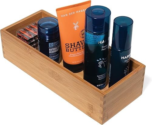 Miniatura 4 de Lipper International Caja de almacenamiento de madera de bambú para utensilios de cocina, maquillaje o suministros de oficina, 5 x 12 x 3 pulgadas