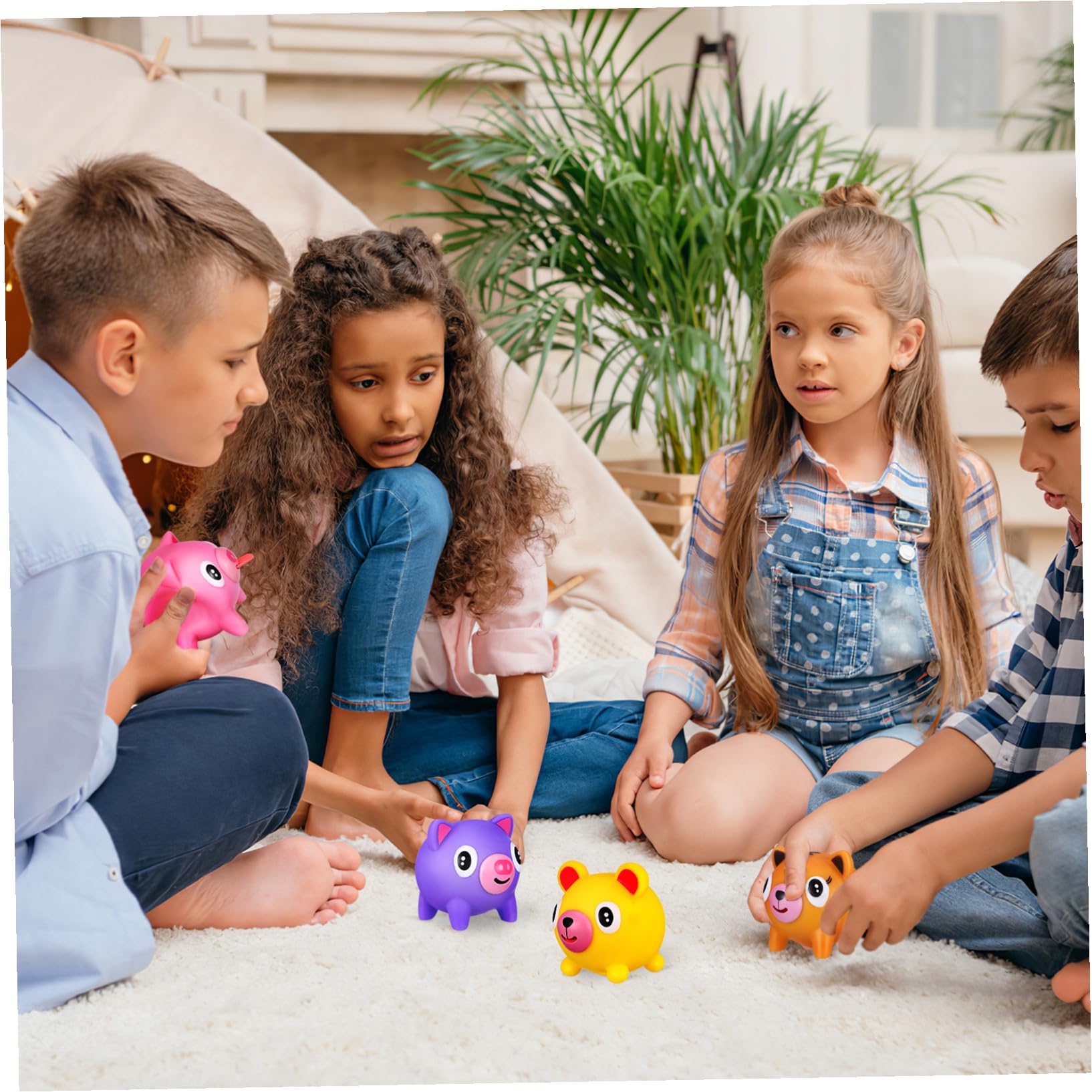 FRCOLOR Jouets à Presser Souples Anti-Stress en PVC, 5 Pièces, Cochon et Ours, Détente en Classe, Présents d'anniversaire