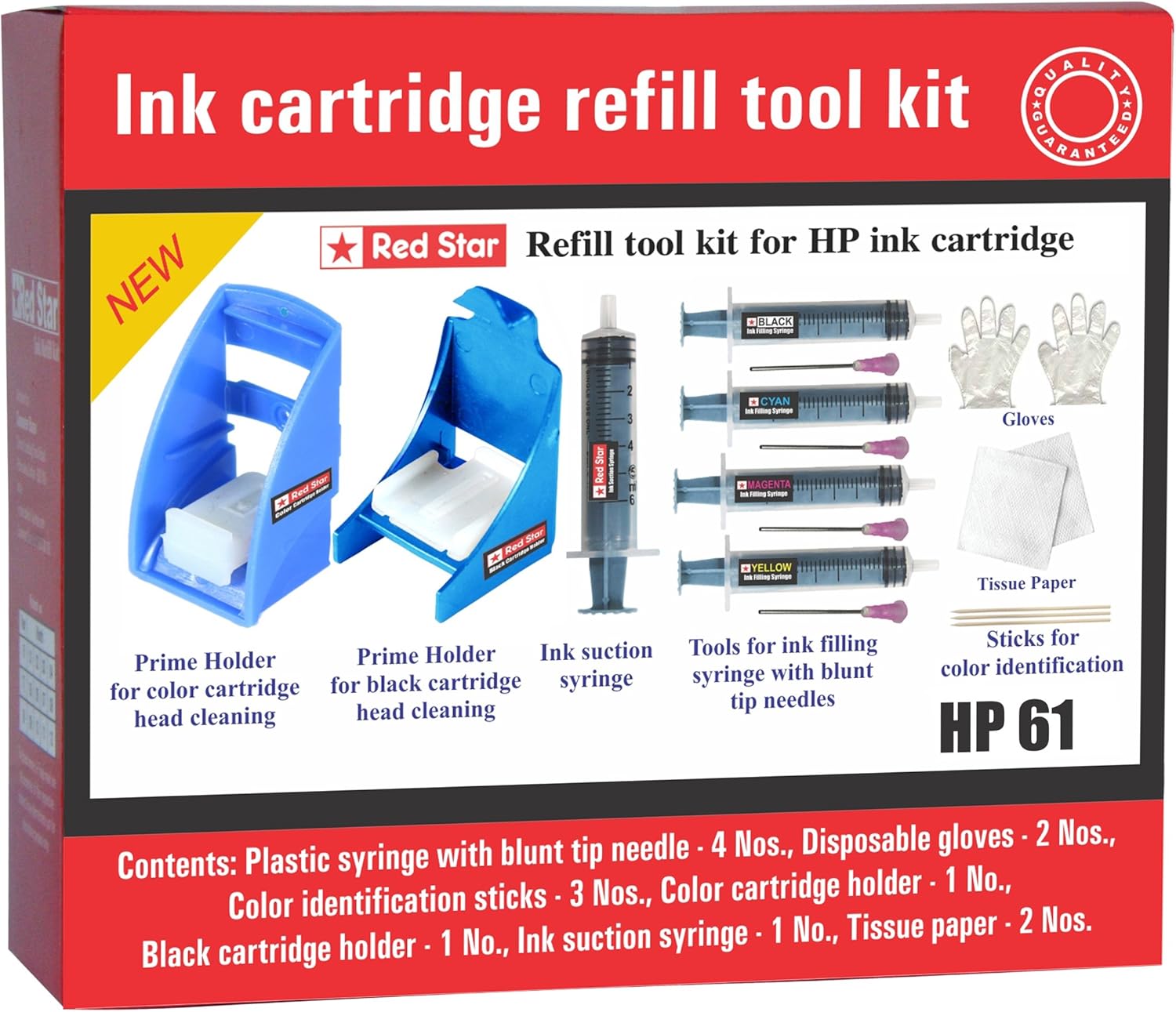 Red Star Ink Refill Tool kit with Suction Priming Holder Clip Suitable