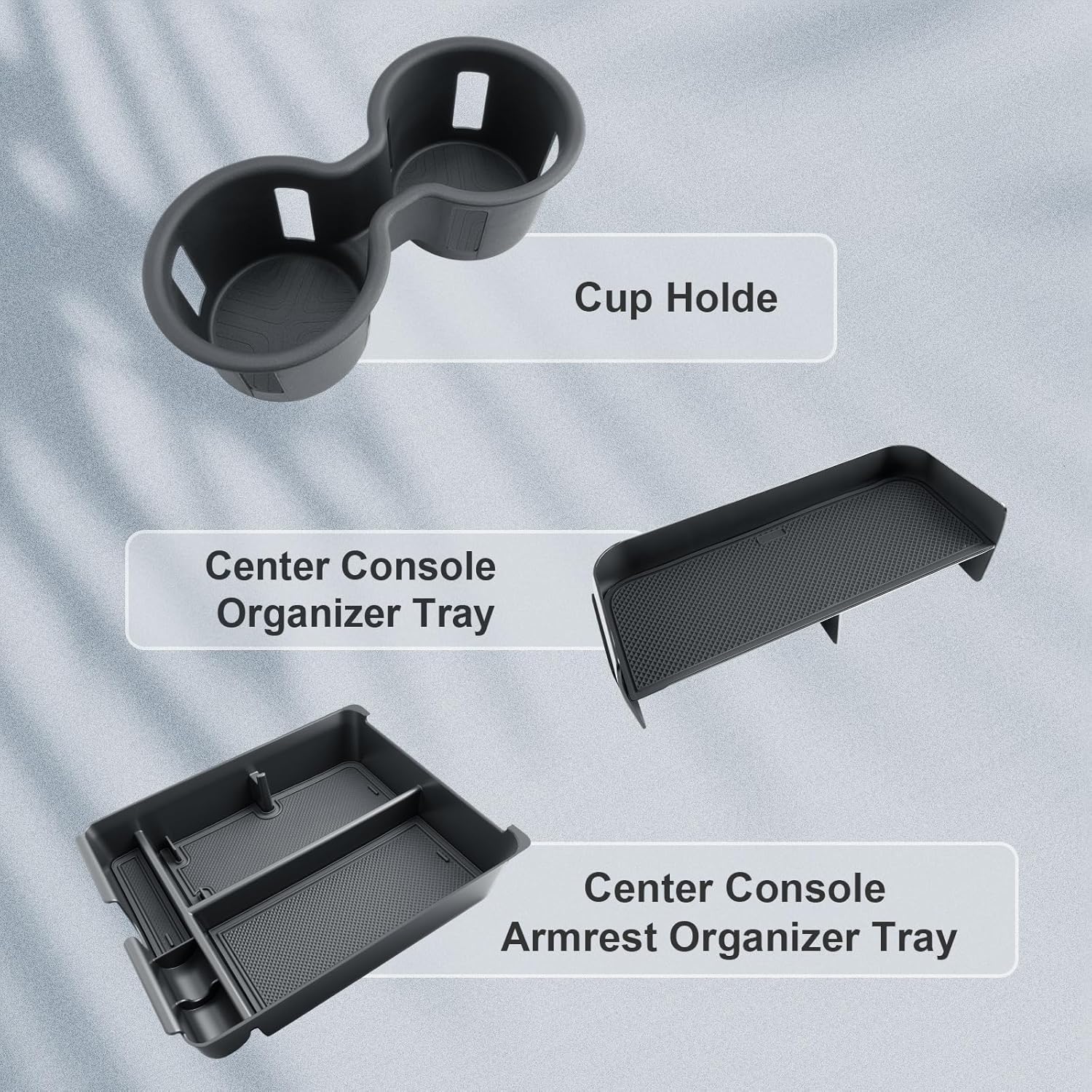 BIBIBO 3Pack for 2026 Honda Pilot Console Organizer 2026 Honda Pilot Center Console Insert Tray +Cup Holder+ Pilot Insert Divider Slot Box Secondary