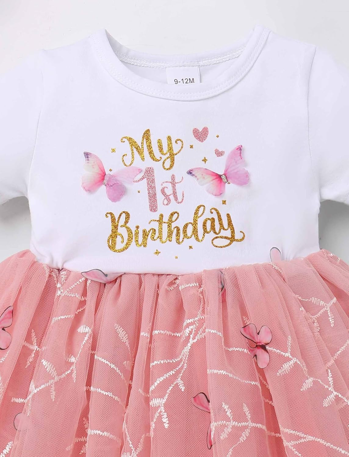 IBTOM CASTLE 女の赤ちゃん1歳の誕生日衣装 1歳のプリンセス刺繍チュールチュチュドレスとケーキスマッシュ用ヘッドバンド