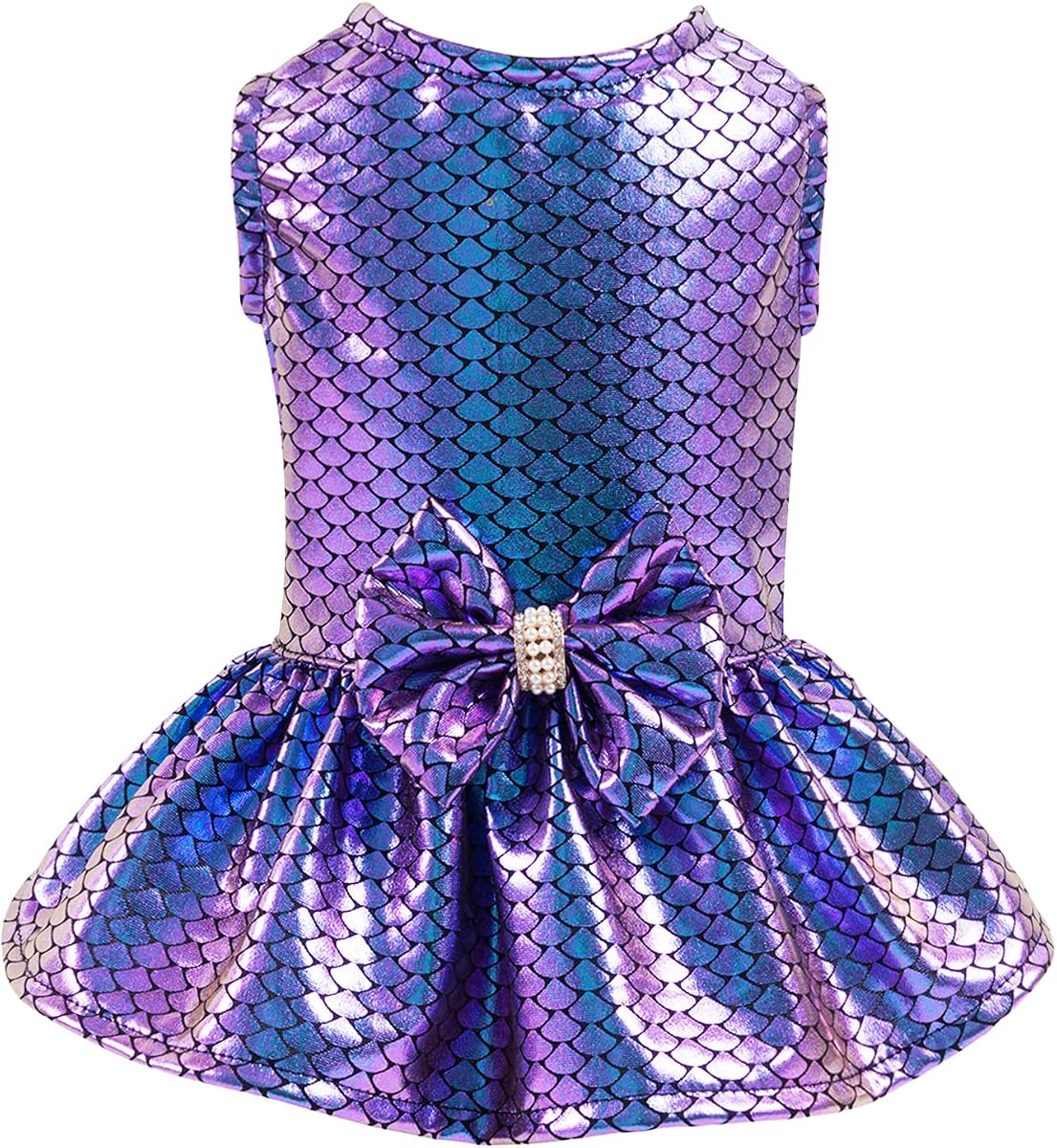CuteBone Dog Dress Mermaid Girl Puppy Bling Skirt Cat Outfit Small Dogs Costume Pet Clothes for Holiday Beach DD10M