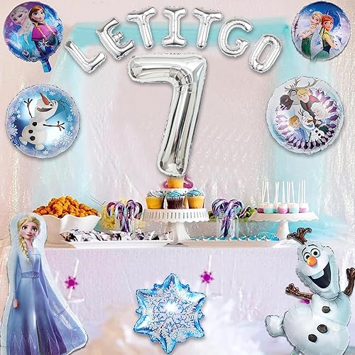 Miniatura 5 de 12 globos de fiesta de Frozen, globos temáticos de Frozen para fiesta de 7 cumpleaños, fiesta de cumpleaños, decoración de fiesta de baby shower (7)