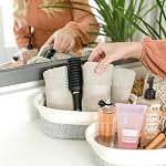 NaturalCozy 5-Piece Rectangle Storage Basket Set - Cotton Rope Woven Baskets for Organizing! Small Basket for Montessori, Baby Nursery, Dog Toy Baskets, Cat Toy Box, Bathroom Organization Bin