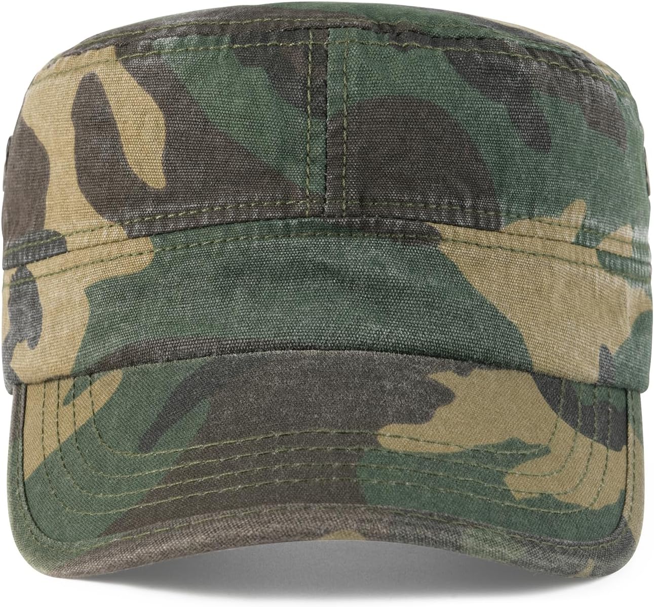 VOBOOM Washed Cotton Military Cadet Army Caps Unique Design Vintage Flat Top Hat - Image 3