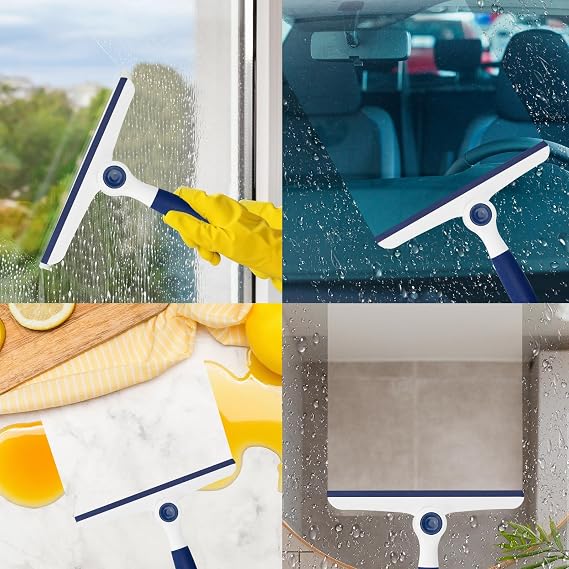 Window Squeegee for Glass Doors,All-Purpose 9.7 Window Cleaning Squeegee, Handheld for Windows, Car Windshields & More,Grey (9.5 Window Squeegee)