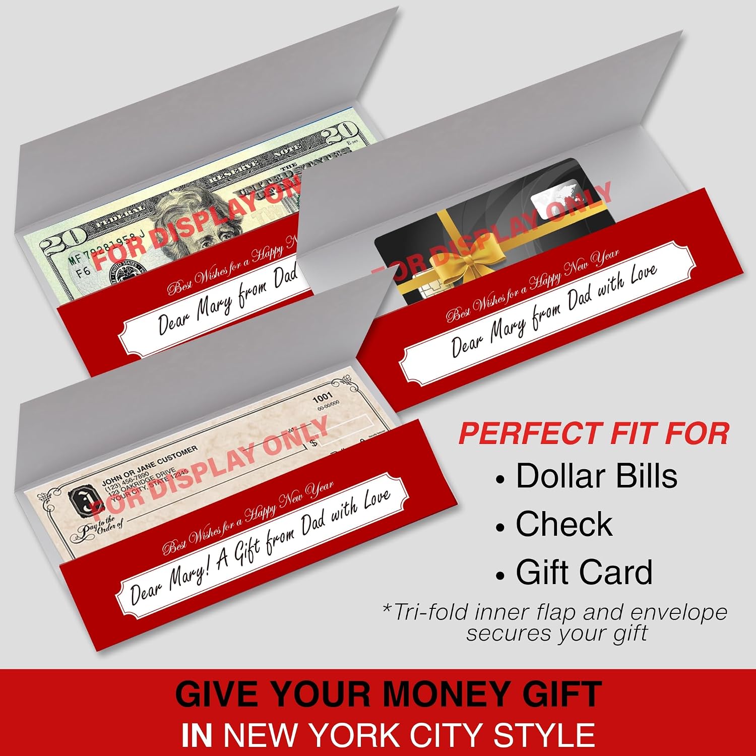 Wollman Rink Central Park New York City Holidays 6 1/4 x 3 1/4 Inch Money Greeting Cards Holders Set of 6 Cards and 6 Envelopes Unique Holidays in NYC Stationery Collection image 5