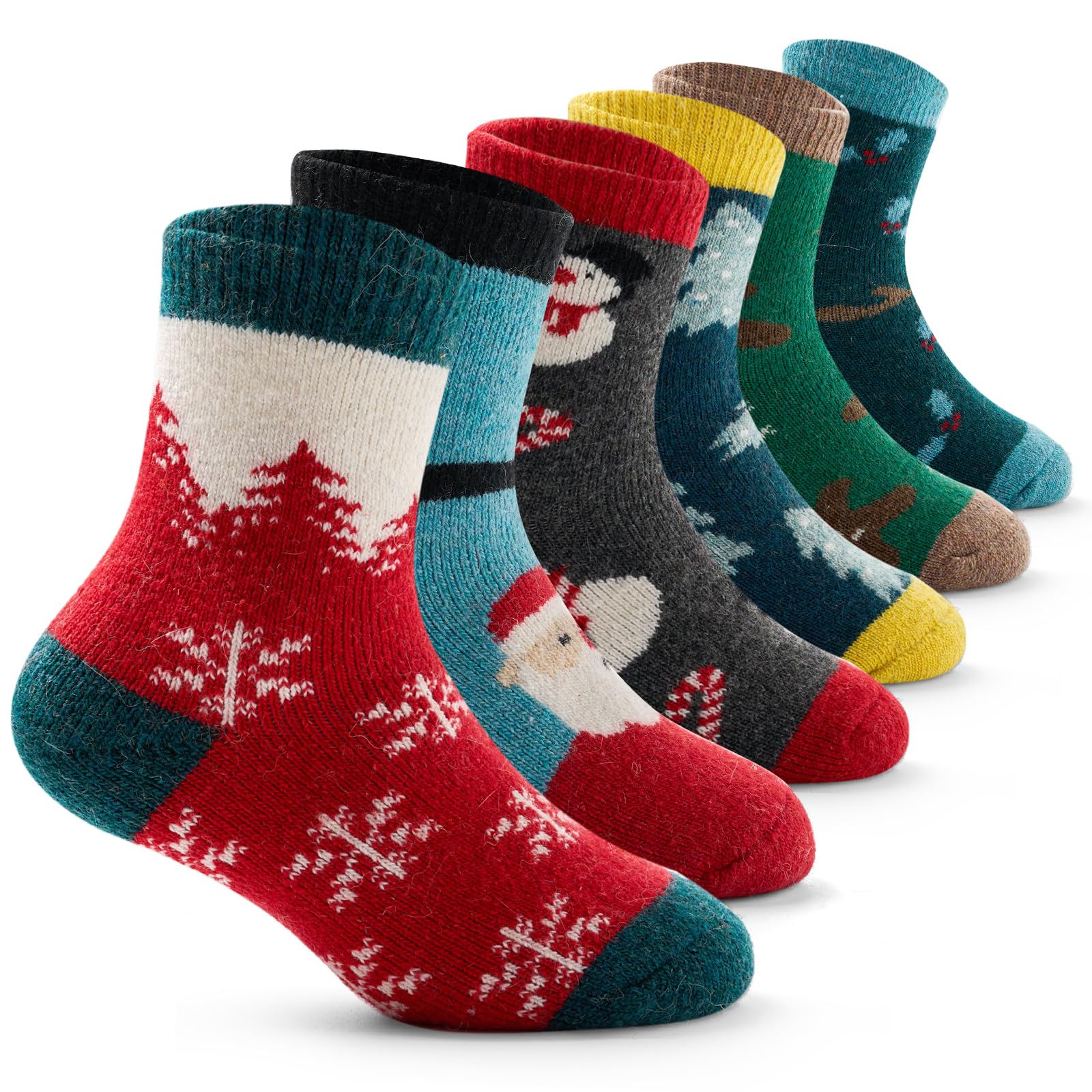 Aisyee 6 Paare Weihnachtssocken Kinder Wintersocken Jungen W