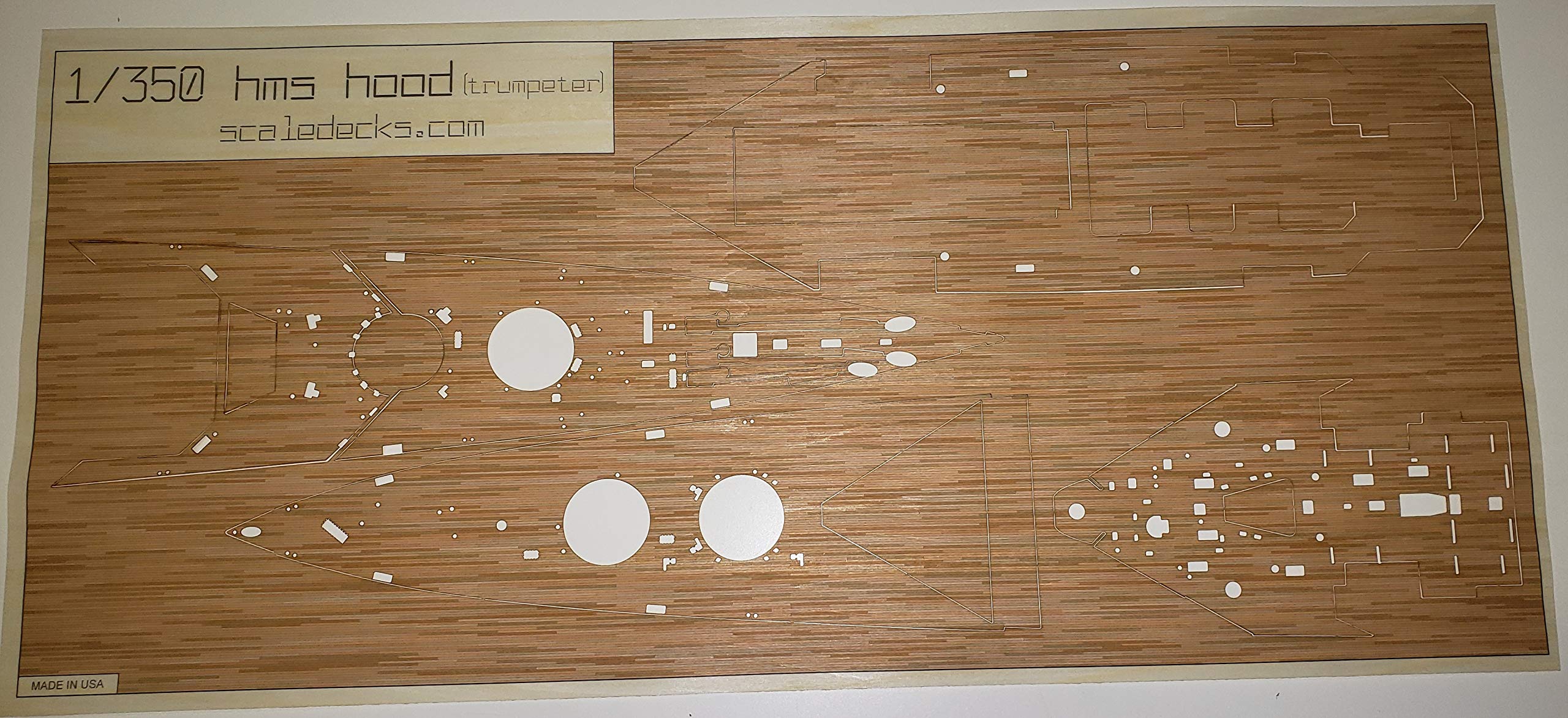 Premium Wood Deck for 1/350 HMS Hood (fits Trumpeter Kit)