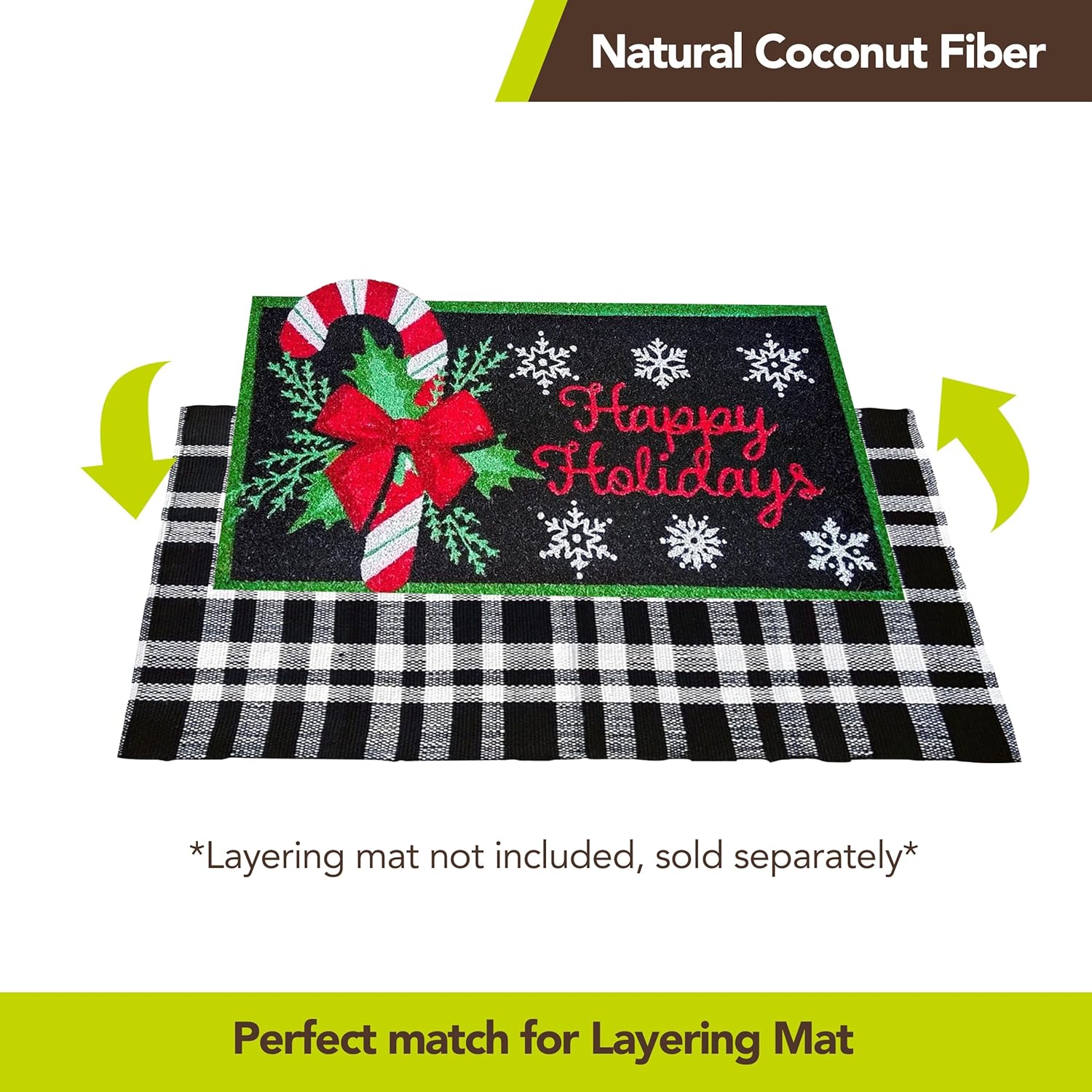 Briarwood Lane Festive Candy Canes Coir Doormat