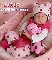 Vista 2 de Ropa de muñecas Reborn para niña, ropa de bebé rosa, ropa de muñecas de 17 a 22 pulgadas, juego de accesorios para muñeca Reborn niña recién nacida