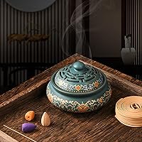 Vista 7 de Quemador de incienso de cerámica con soporte de incienso + algodón ignífugo, cuenco para quemaduras de manchas hecho a mano para incienso en palo