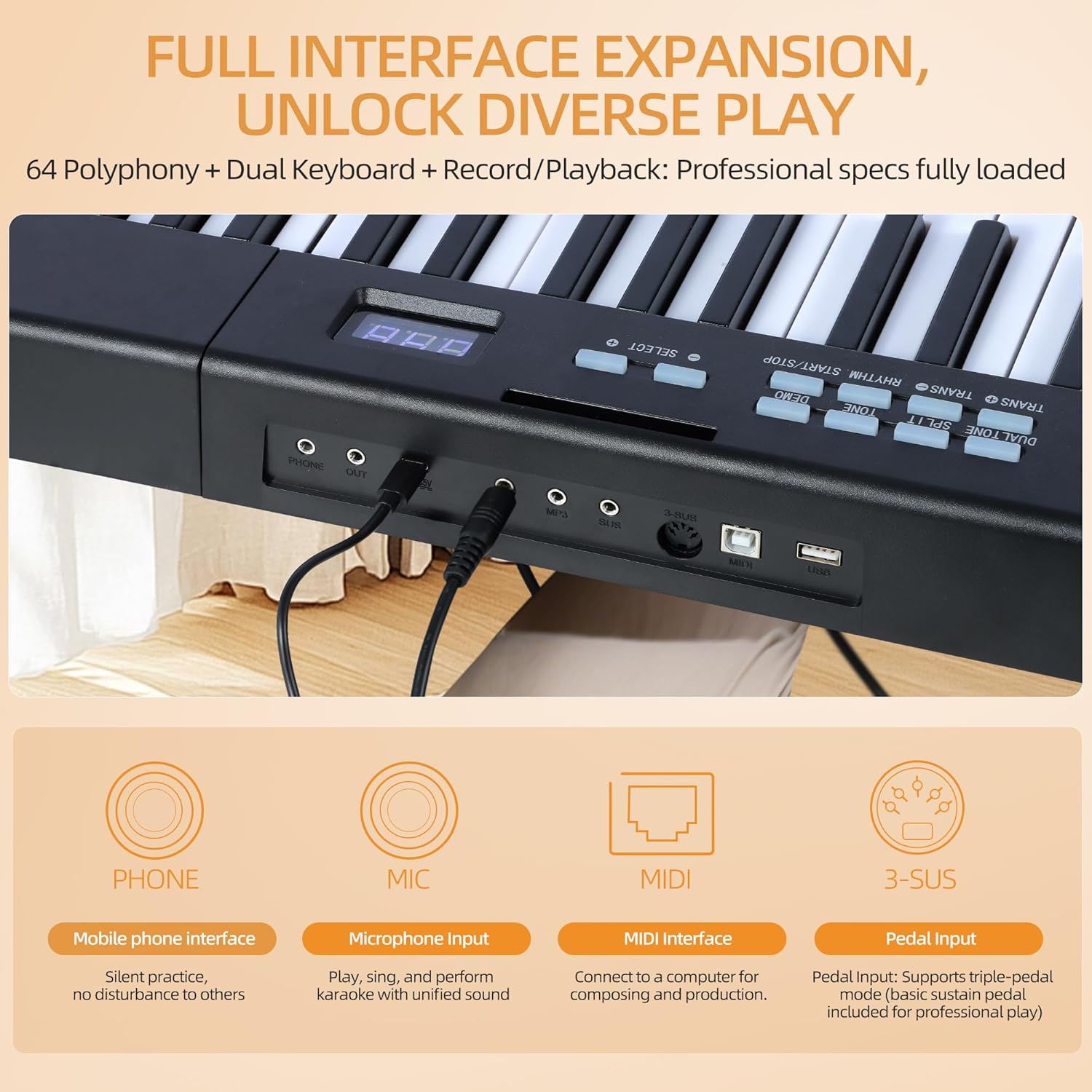 88-Key Folding Digital Piano Keyboard - Full Size Light-Up Keys with Sustain Pedal, Portable Electric Piano (7.5lbs) with Dual Bluetooth, MIDI, Carrying Bag & Headphones for Beginners, Adults(Black)