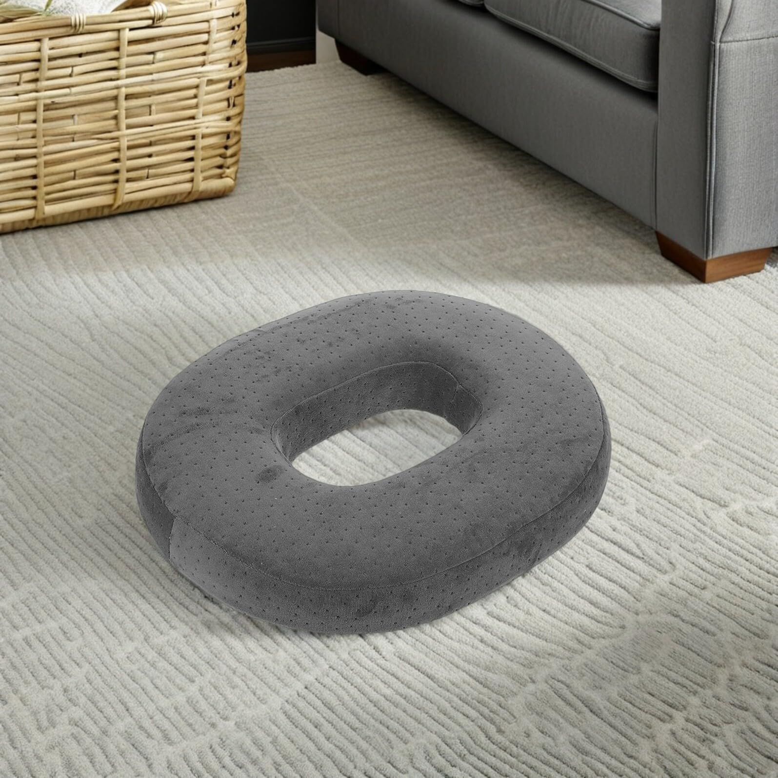 Cojín de Espuma Viscoelástica Ergonómico para Asiento Diseño Anillo Ovalado para Coxis Funda Transpirable y Soporte Extra para Oficina Silla de Ruedas y Viaje