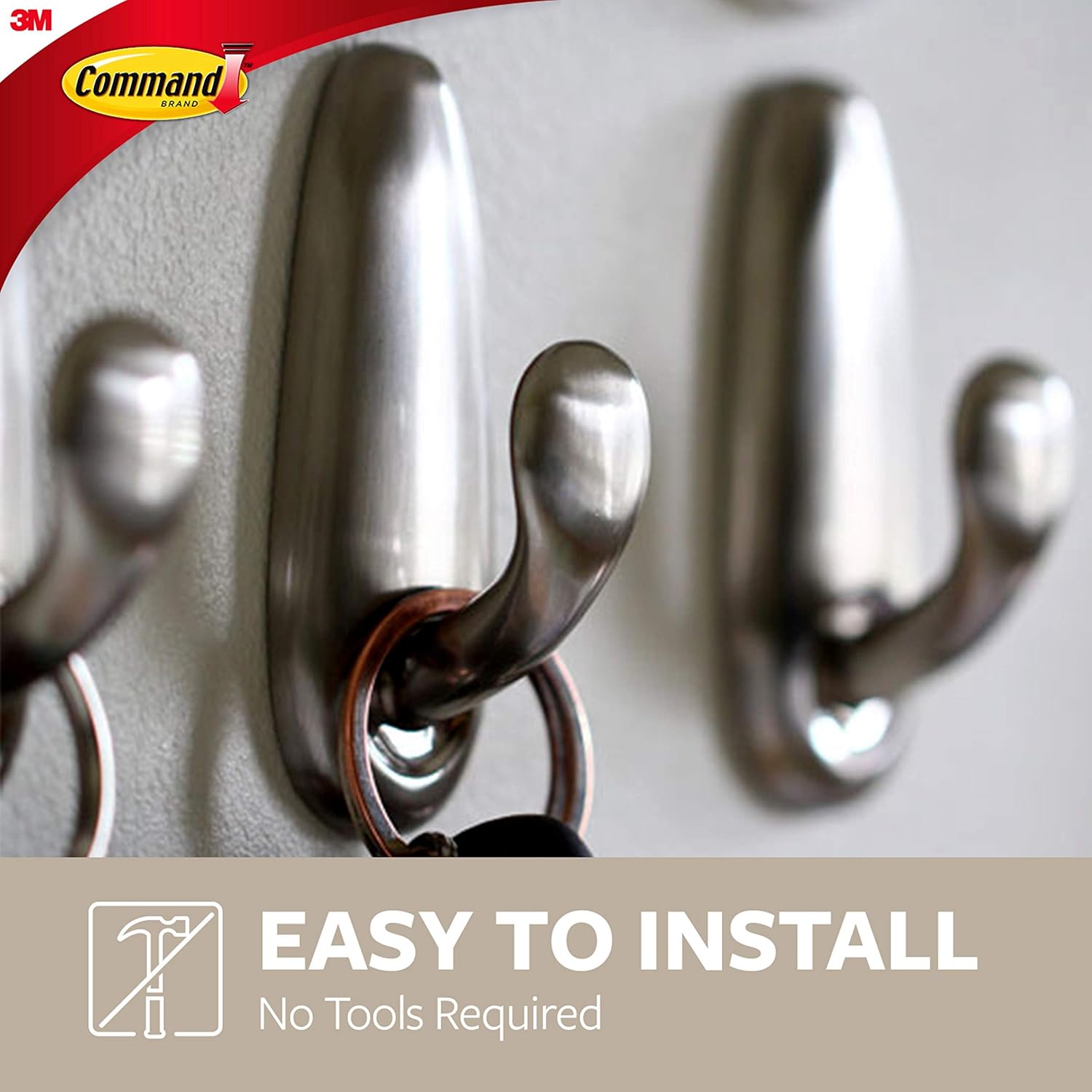 Command Metal Hook, 1 lb Capacity, Brushed Nickel