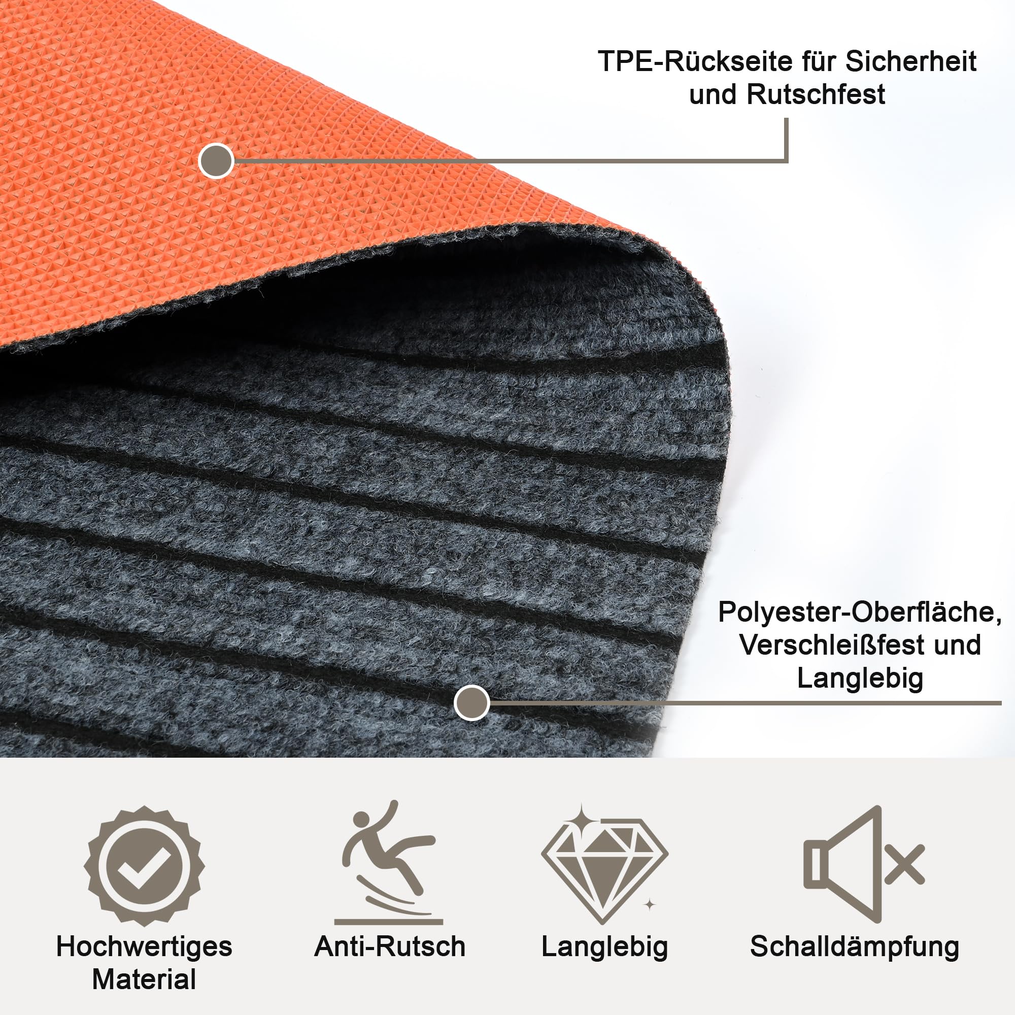 tonchean Teppichläufer Meterware 300x90cm Waschbar Küchenteppich Läufer | Rutschfest Schmutzfangmatte lang Teppich Flur Eingangsteppich Küchenläufer Fußmatte Türmatten für Korridor, Waschküche, Büro