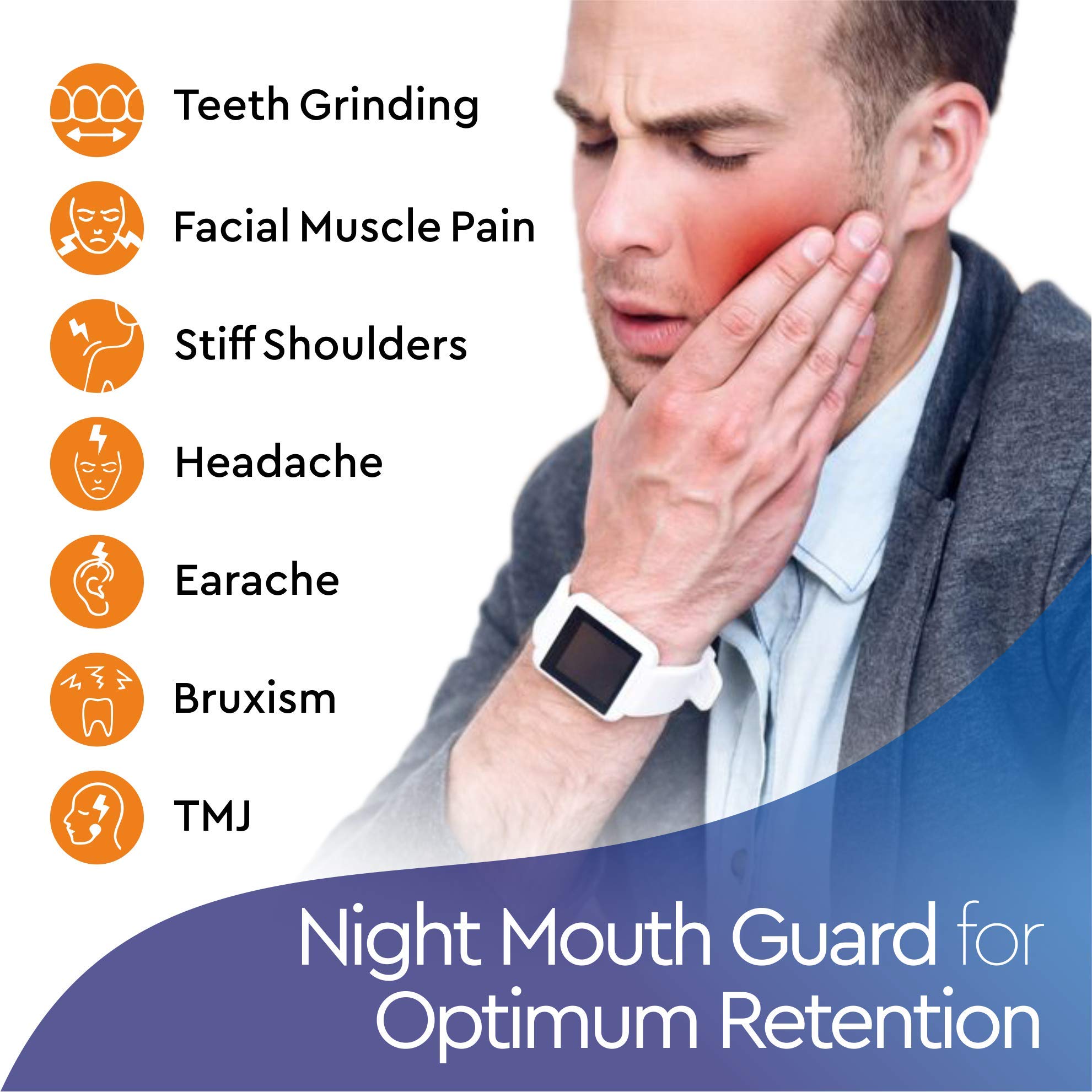 Professional Mouth Guard for Grinding Teeth, 2 Sizes, 4 Pieces