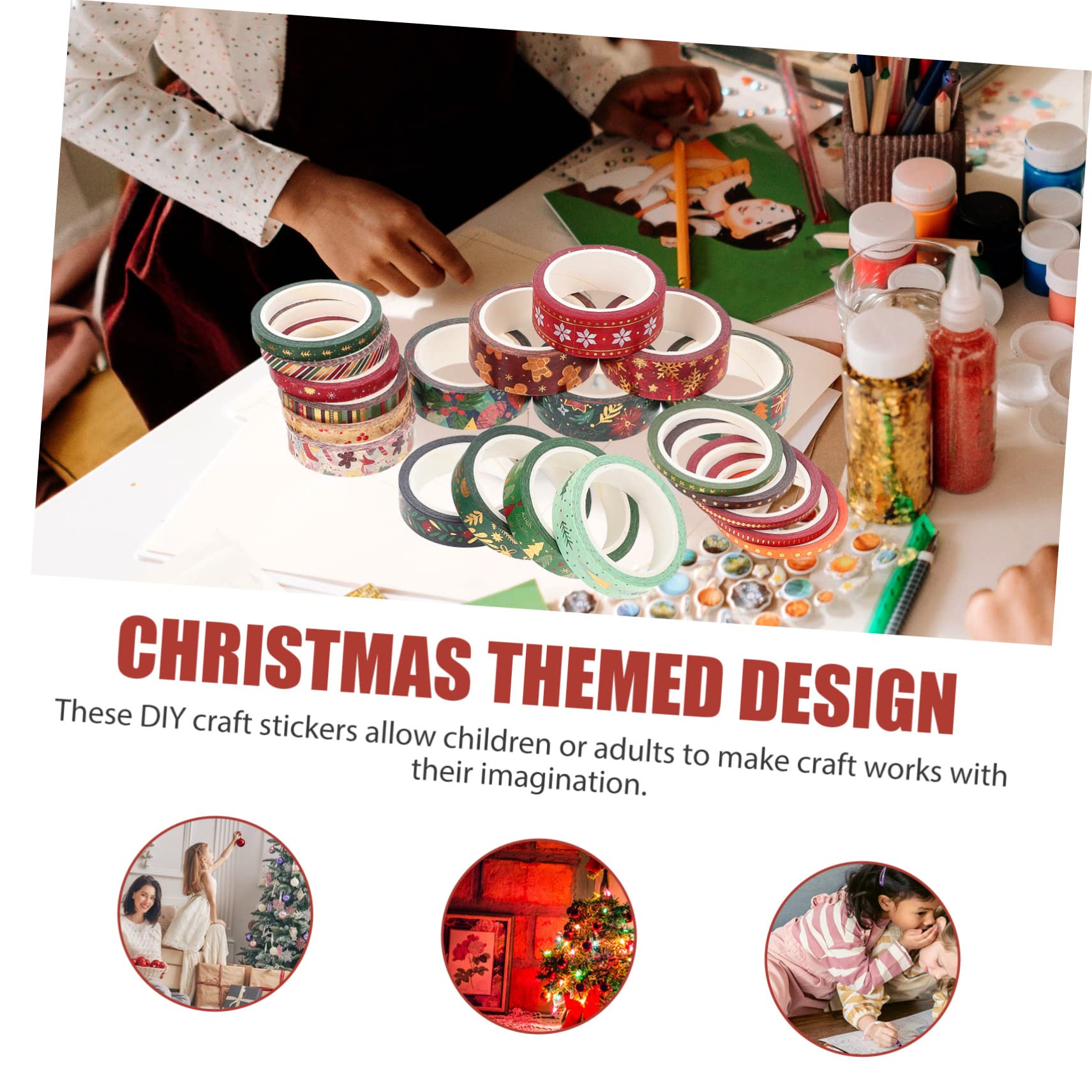 NUOBESTY 105rollen Weihnachts-washi-tape Dünne Dekorative Klebebänder Mit Goldenen Akzenten Für Scrapbooking Handarbeiten Planer Und Geschenksverpackungen Für Festliche Bastelprojekte