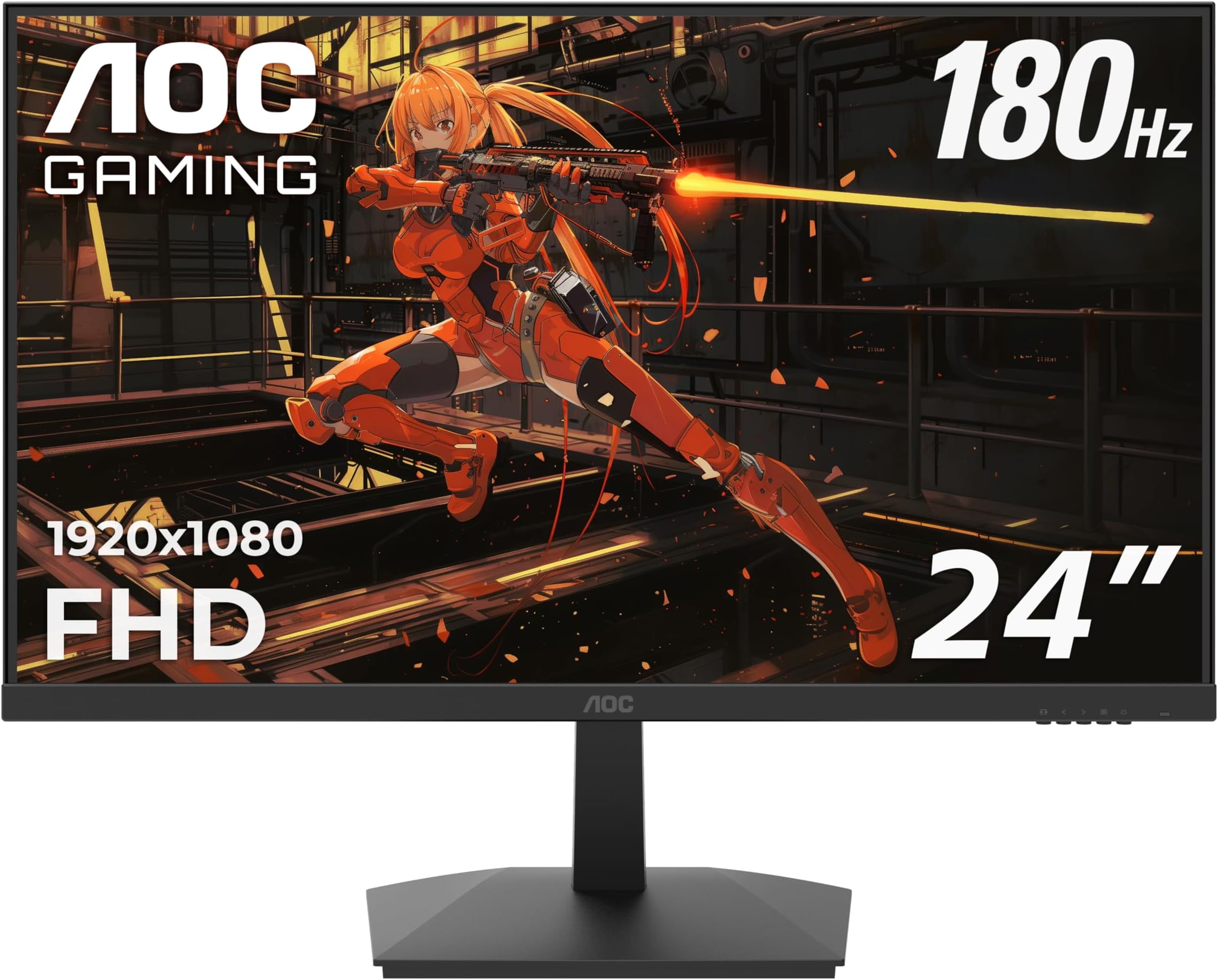 AOC 24G2ZE 24" Gaming Monitor, Full HD 1920x1080, 240Hz 0.5ms, HDMI 2.0 x2, Display Port x1, AMD FreeSync Premium, 3-Sided Frameless, HDR Ready, Console Gaming Ready, 3-Year Zero-Bright-Dot