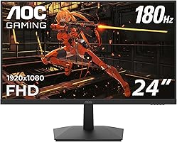 AOC 24G15N 24" Gaming Monitor, Full HD 1920x1080, 180Hz 1ms, 1x HDMI 2.0, 1x Display Port, Adaptive-Sync, 3-Sided...