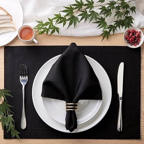 Miniatura 2 de Mebakuk Manteles individuales de tela, lavables a máquina, estilo lino, gruesos, resistentes al calor y fáciles de limpiar, manteles de tela para