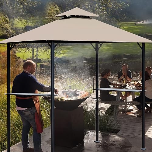 Miniatura 6 de Toldo de repuesto para kiosco de 5 x 8 pies, cubierta superior para kiosco de barbacoa al aire libre, cubierta de refugio de parrilla doble cansada