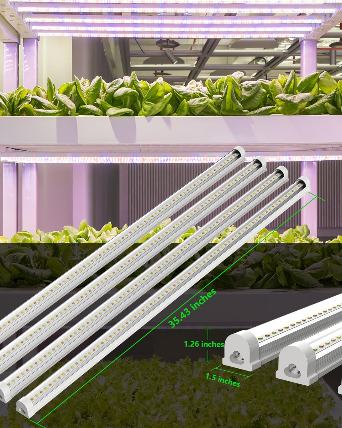 LED Grow Lights, 12W Plant Full Spectrum Light, 2.95FT Integrated Fixture,T8 Light Tube, 4-Pack