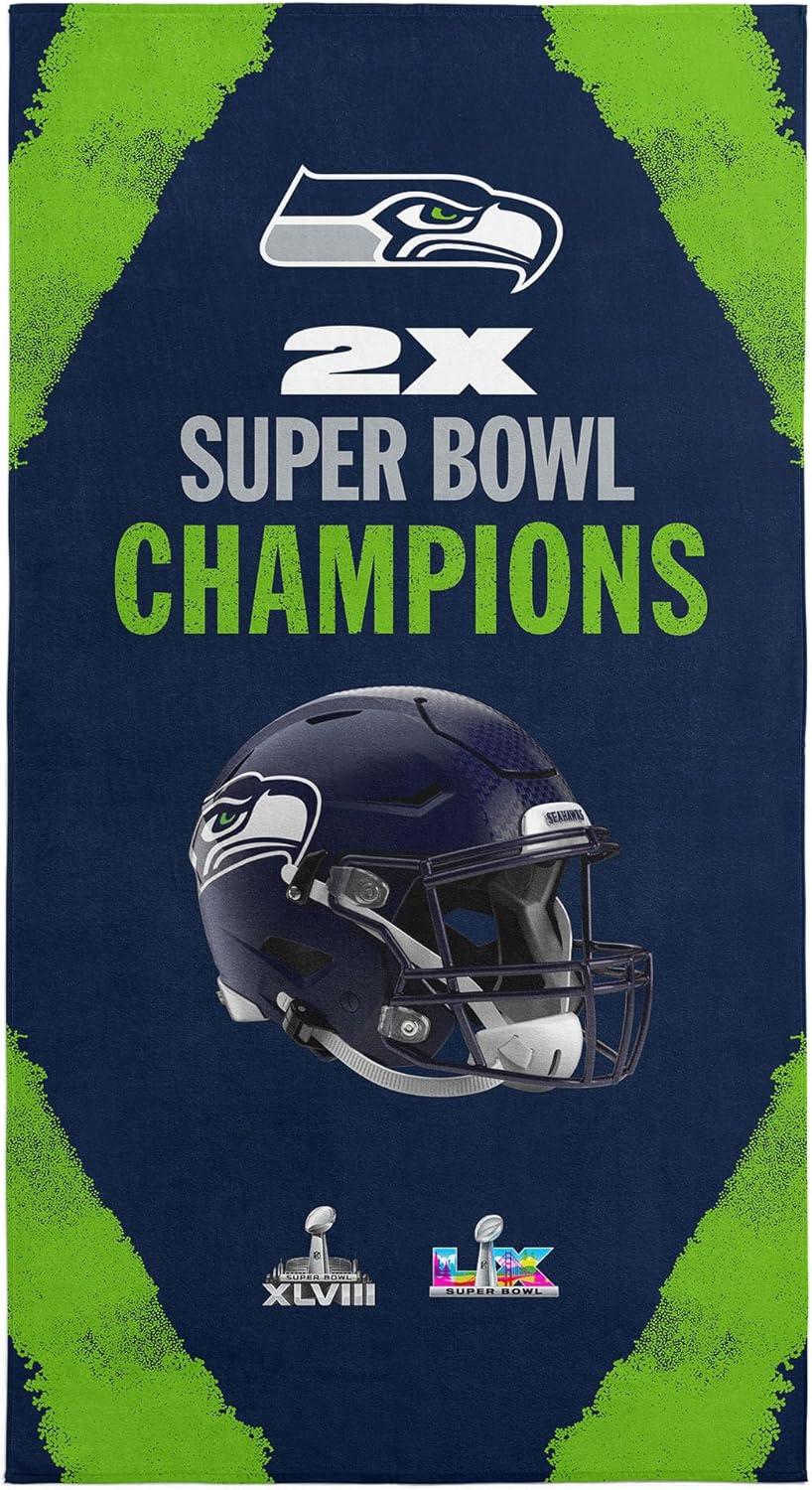 Northwest NFL Super Bowl 2026 Seattle Seahawks Champs Beach Towel, 30 x 60 in