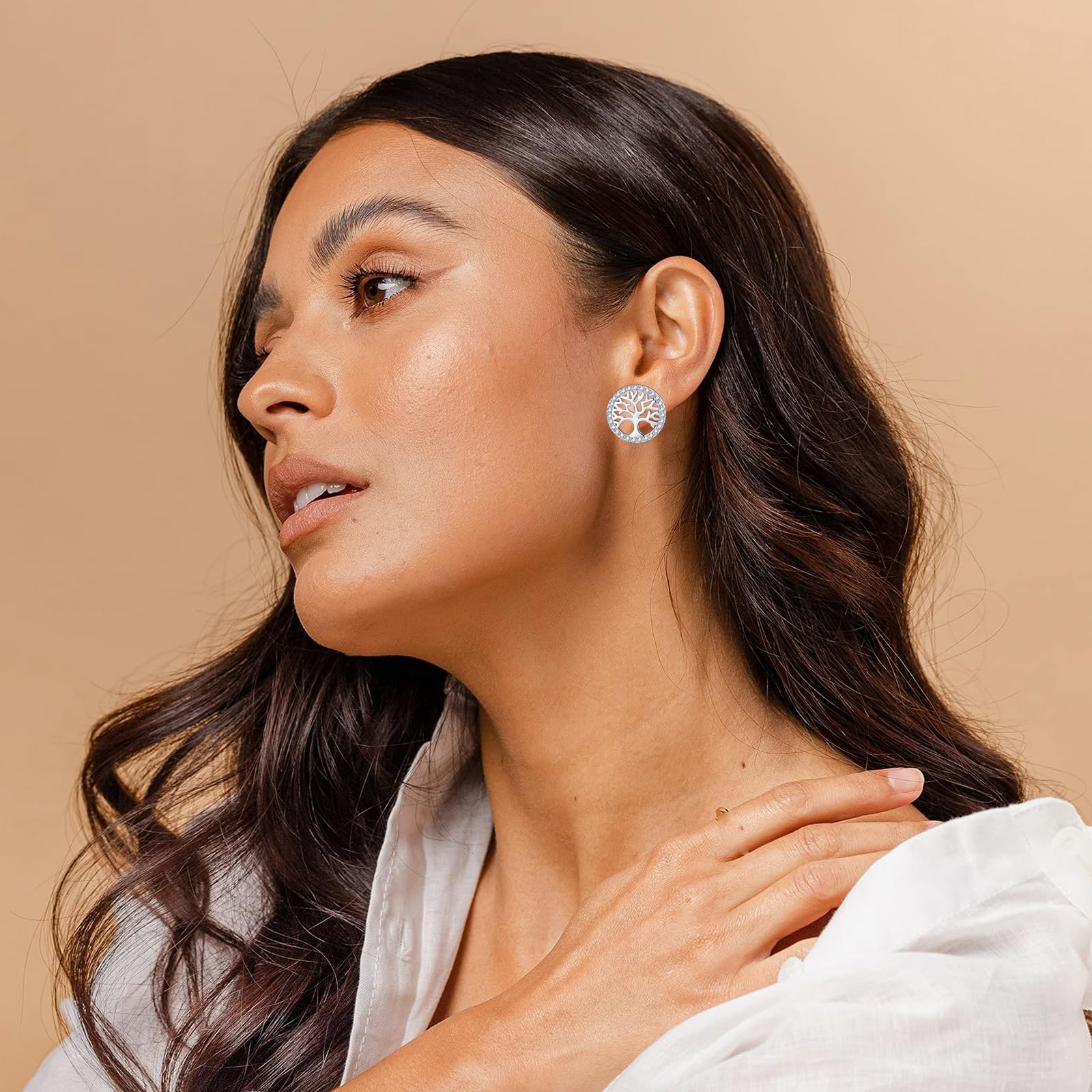 Jrêveinfini árbol de la Vida Pendientes para Mujer Plata de Ley 925 con Caja de Regalo, Joyería Fina y Elegante para Mujeres