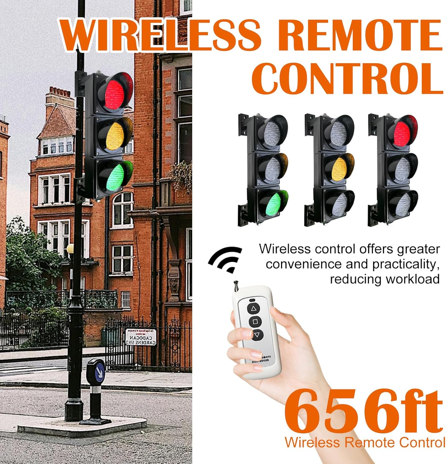 AC85-265V(4 inch) Traffic/Stop/Go Light Kit Lamp, Red Yellow Green Traffic Signal Light, Outdoor Industrial LED Traffic Lamp PC Housing Waterproof IP65 (103 Remote Control （No Battery）