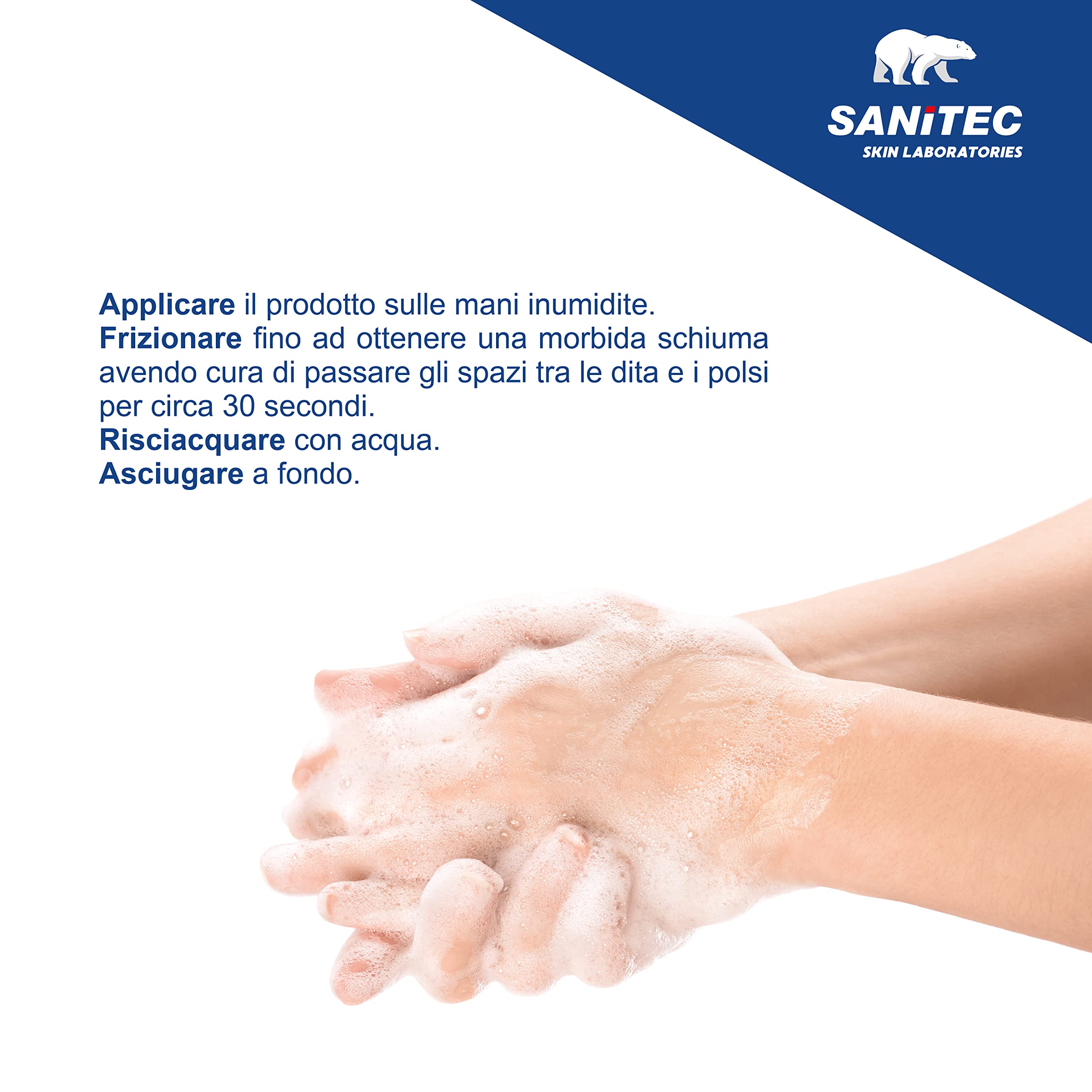 SANITEC igiene sicura Luxor Blue Iris, Crema di Sapone Profumata Idratante con Glicerina e Antibatterico, Deterge le Mani, pH 5.5, Dermatologicamente Testato, Made in Italy, 6 Flaconi da 1L 6000ml