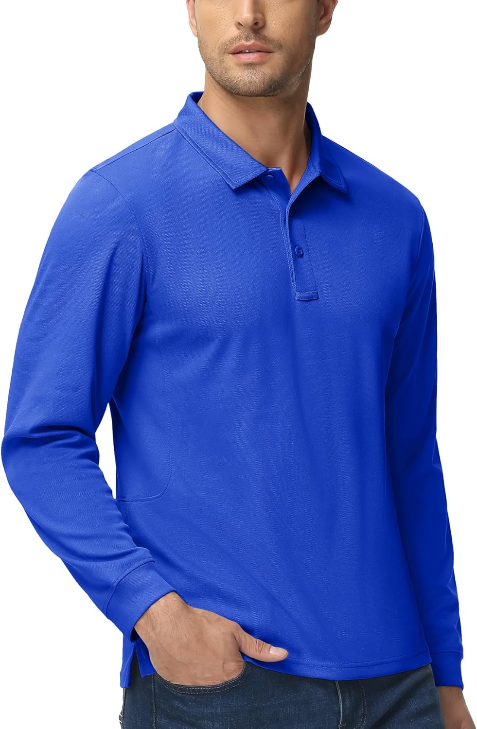 MAGCOMSEN Men's Polo Shirts 3 Button Quick Dry Performance Long Sleeve Tactical Shirts Pique Jersey Golf Shirt - Image 6