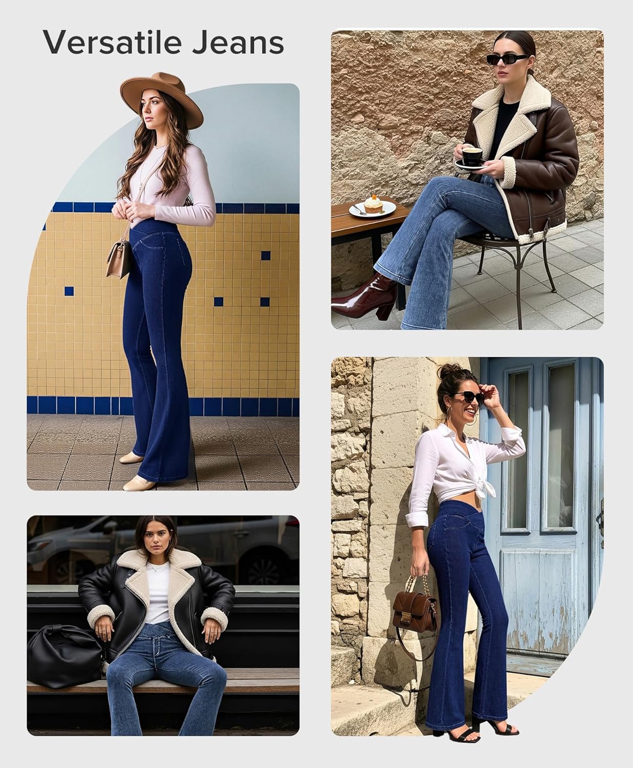 BRXL Stretchy Jeans for Women Flare Jeggings Leggings with Pockets Bell Bottom Crossover Pants Bootcut - Image 2