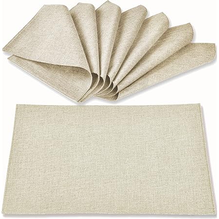 Rinpon Round Placemats Set Of 8 - Machine Washable Linen-Like Cloth Place Mats & Heat-Resistant For Dining Table - Ideal For Family Meals, Daily Use, And Holiday Gatherings (Red