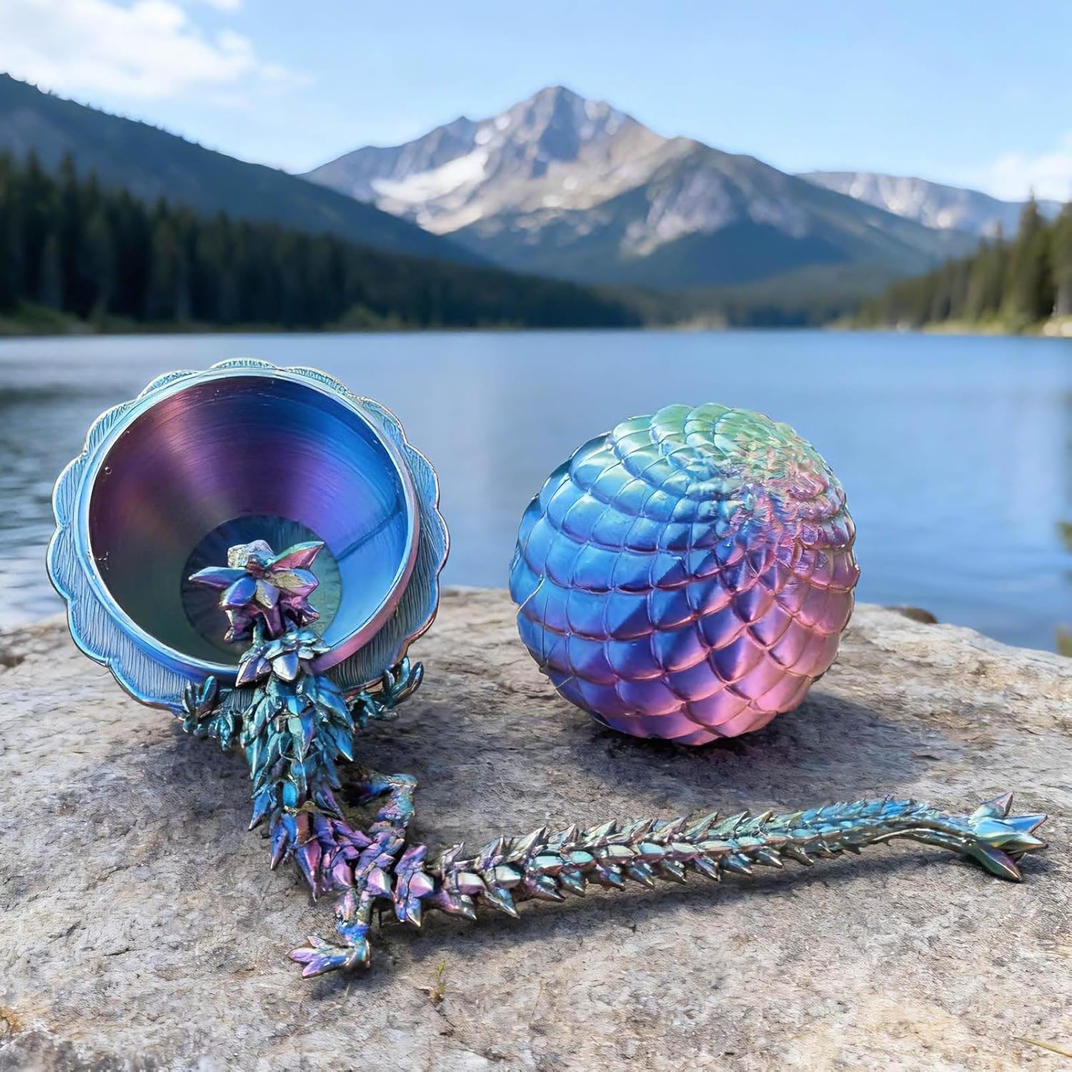 3D Printed Dragon Easter Egg,Basket Essentials Stuffers,Prefilled Easter Egg Filled with Toy,Basket Stuffers.Fidget Toy for Kid boy (Three-Colour)