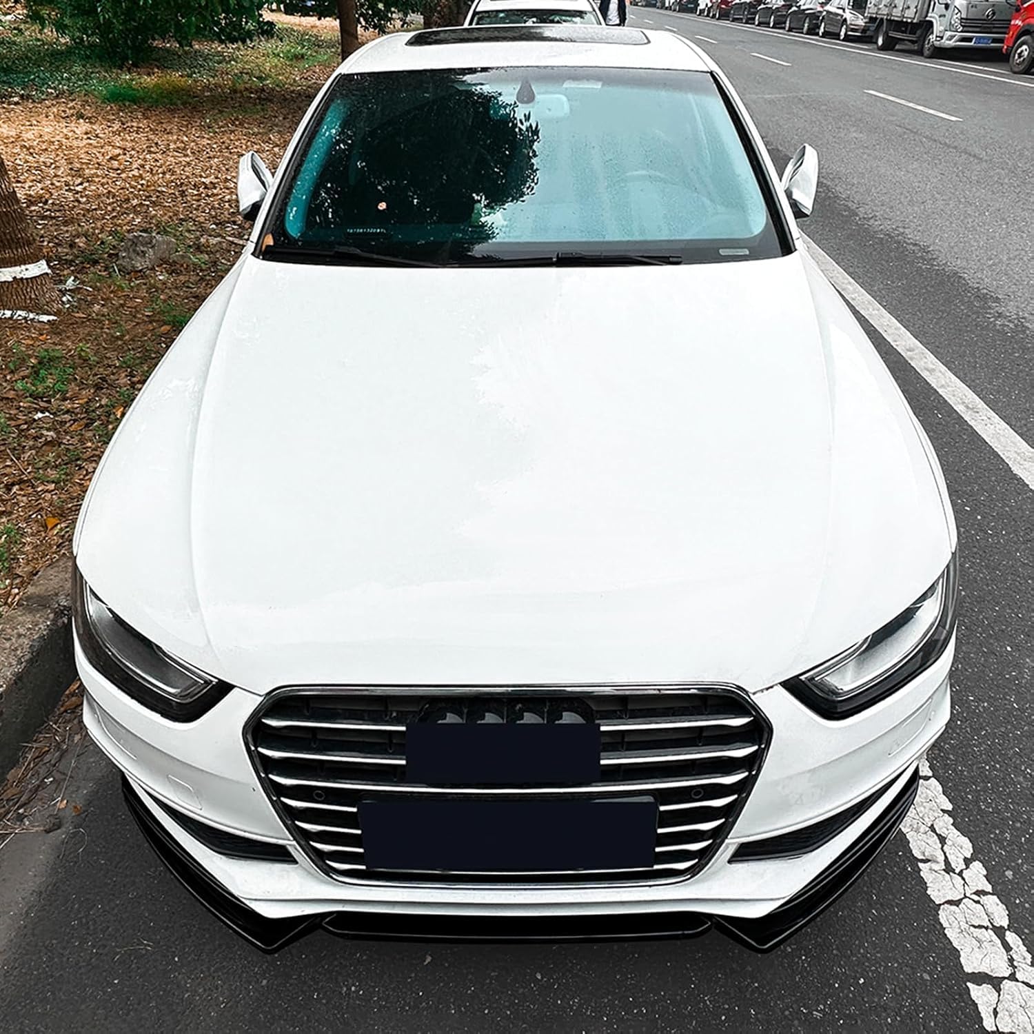 Auto Frontspoiler für Audi A4 S4 B8.5 Sline 2013-2016, Antikollisionsschutz Frontlippe Spoiler Frontstoßstangenlippe Body Kit Zubehör,A/Gloss Black