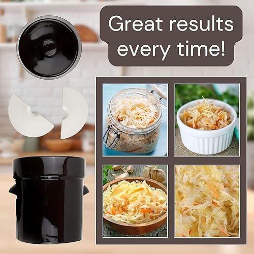 Miniatura 5 de Humble House "Sauerkrock" Fermentación Crock con pesas esmaltadas  tradicional estilo alemán sellado al agua diseño para fermentación Sauerkaut,