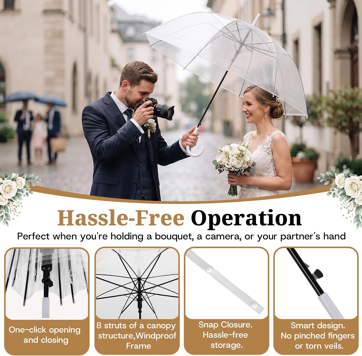50 Pcs Clear Umbrella Wedding,Clear Wedding Umbrellas Guests Bulk for Rain