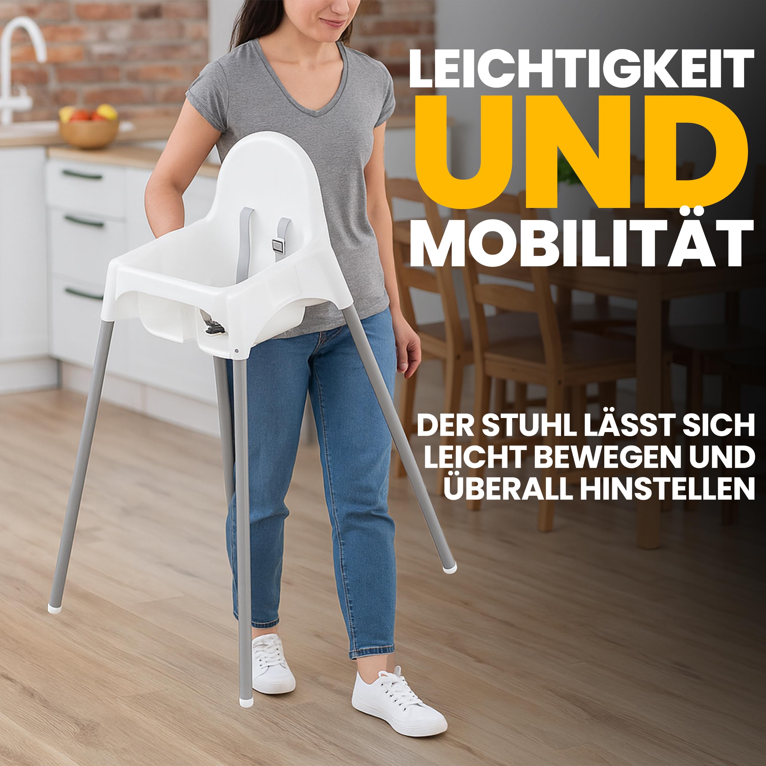 Retoo Kinderhochstuhl mit Tablett 94cm Fütterungsstuhl ab 6 Monaten bis 3 Jahre