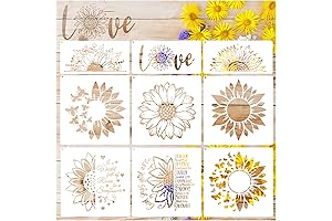Reusable 9 Pcs Large Sunflower Stencils for Easy DIY Painting Projects