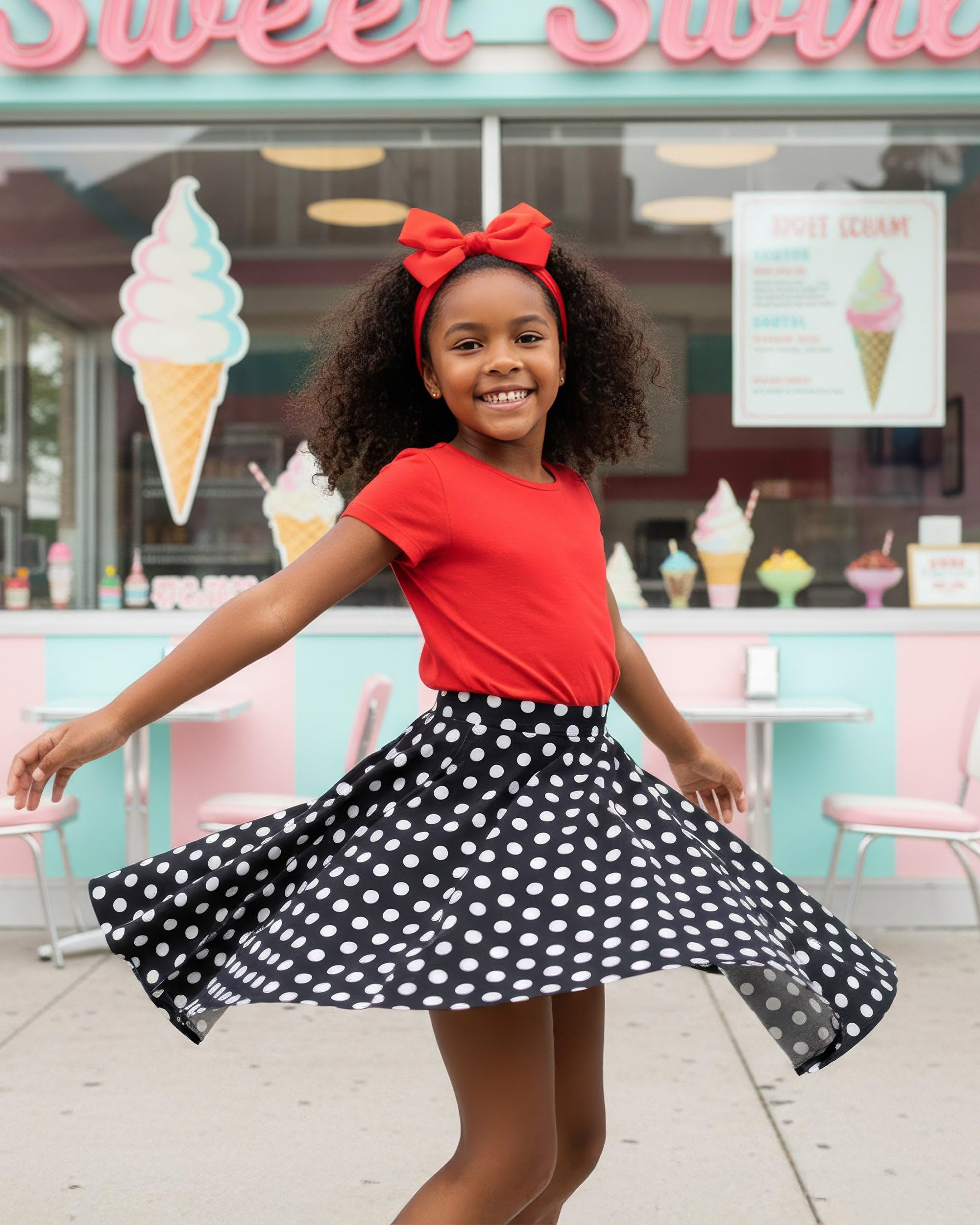 Niñas Vintage Rockabilly Falda Acampanada Estilo De Los 50